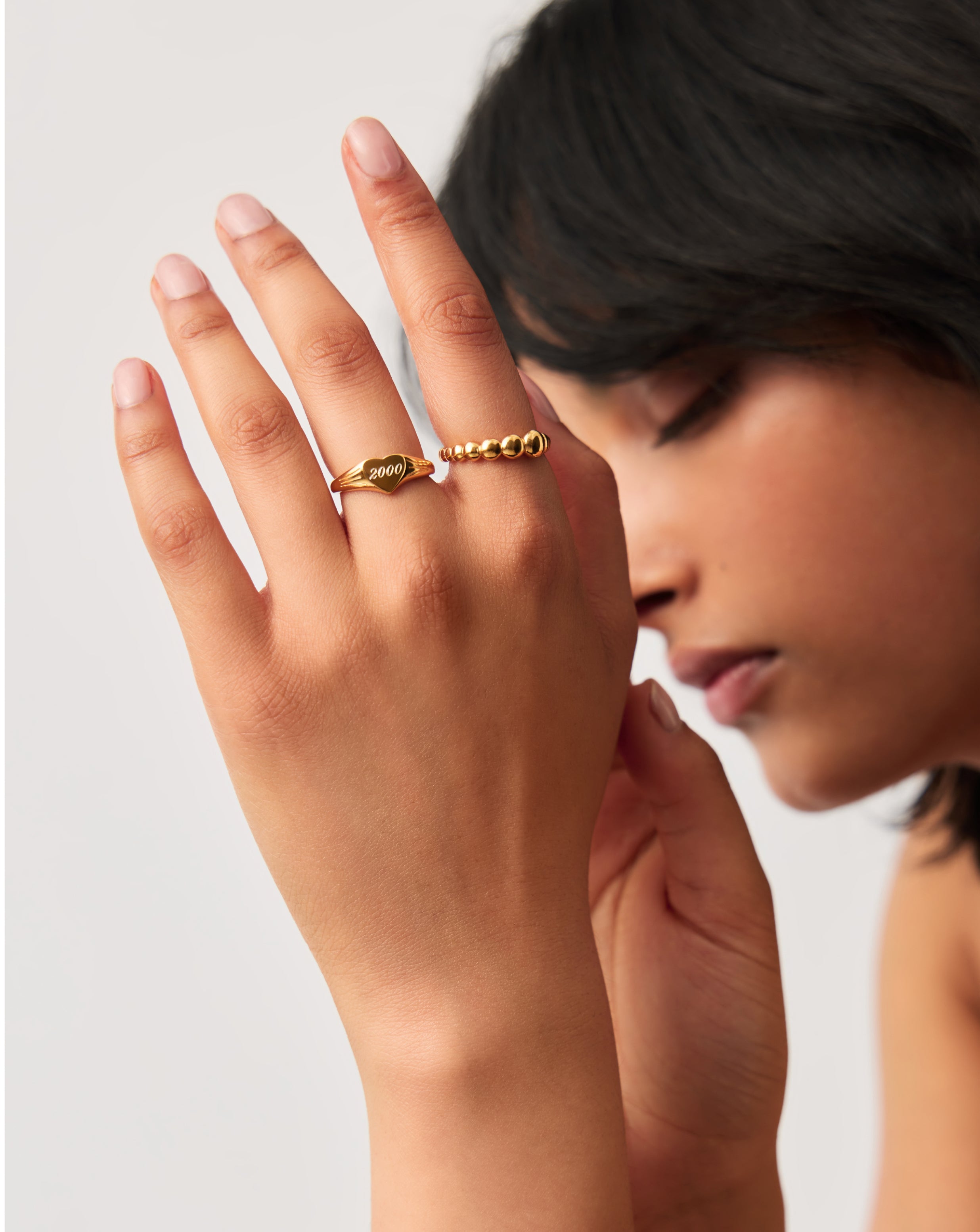 Engravable Heart Signet Ring | 18ct Gold Vermeil