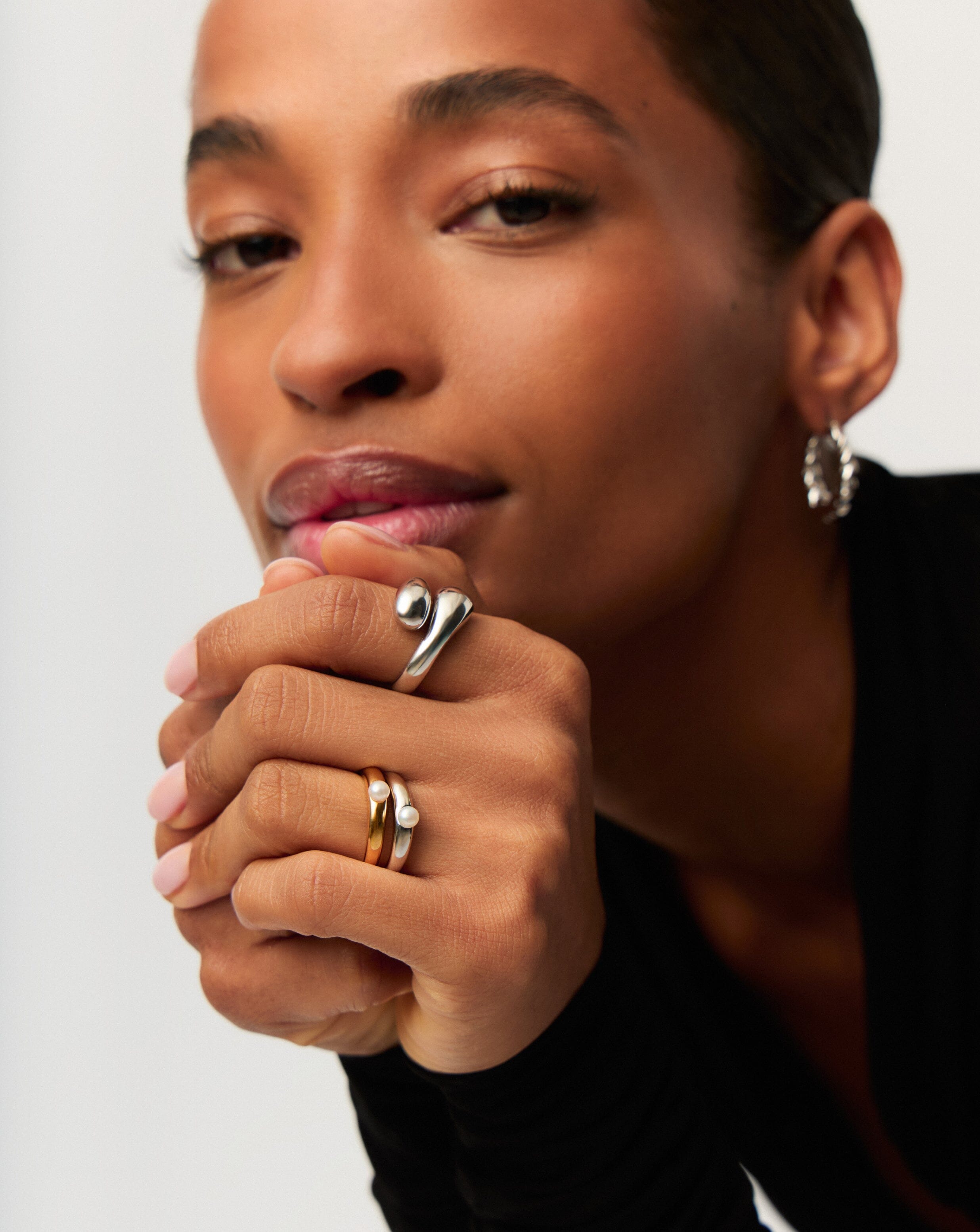 Button Pearl Classic Stacking Ring | Sterling Silver/Pearl Rings Missoma 