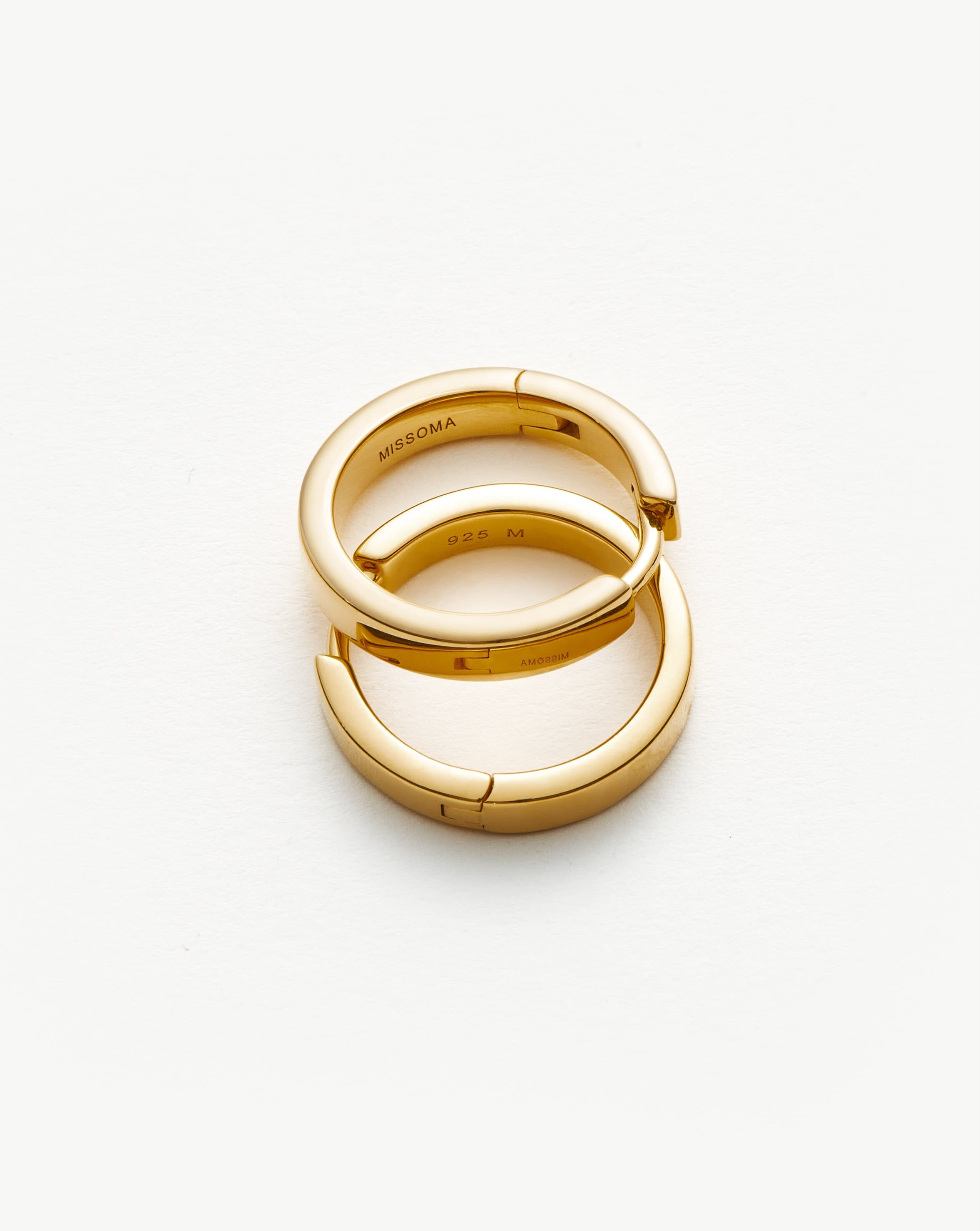 Classic Flat Small Hoop Earrings | 18ct Gold Plated Vermeil Earrings Missoma 