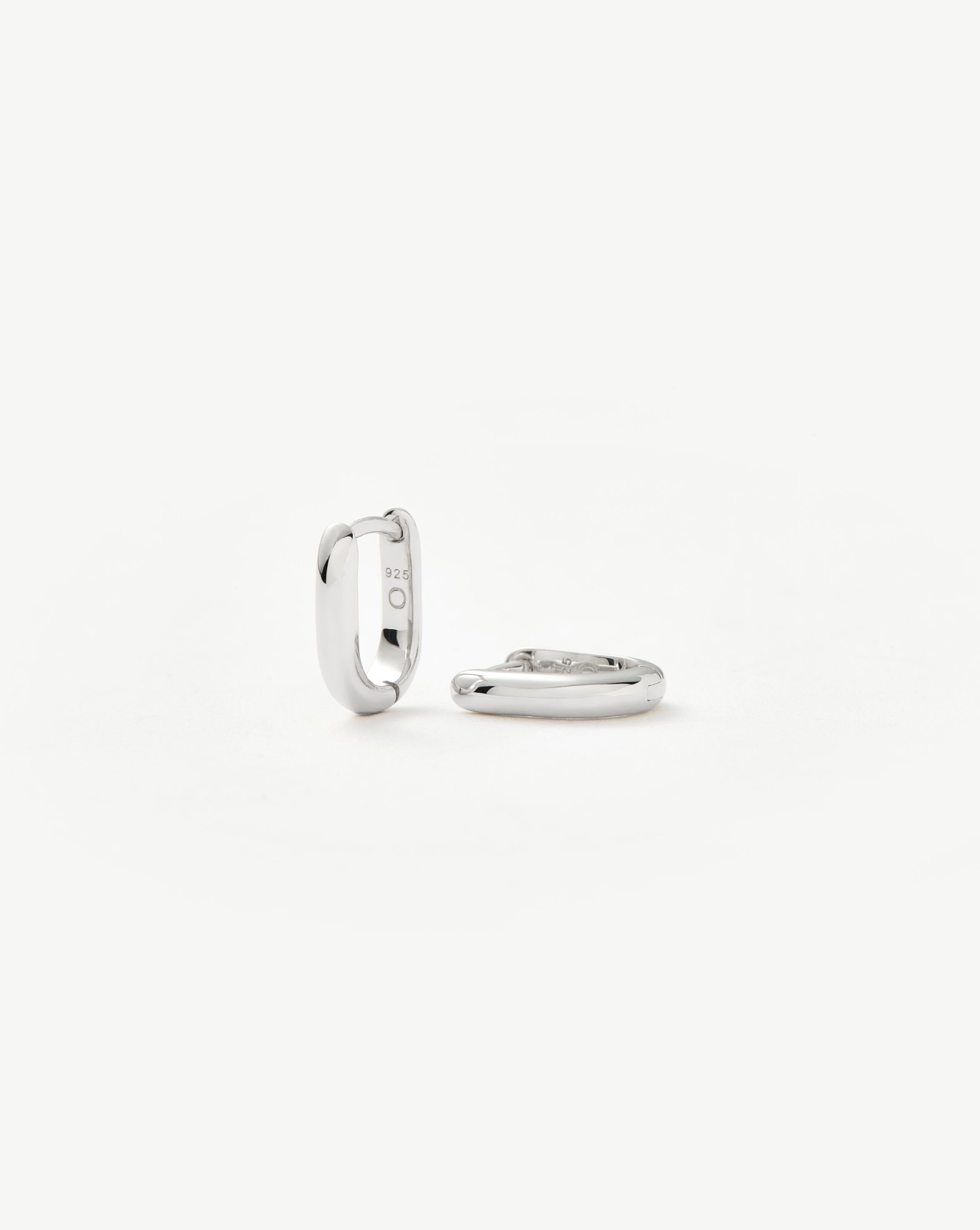 Classic Ovate Huggies | Rhodium Plated on Recycled Sterling Silver Earrings Missoma 