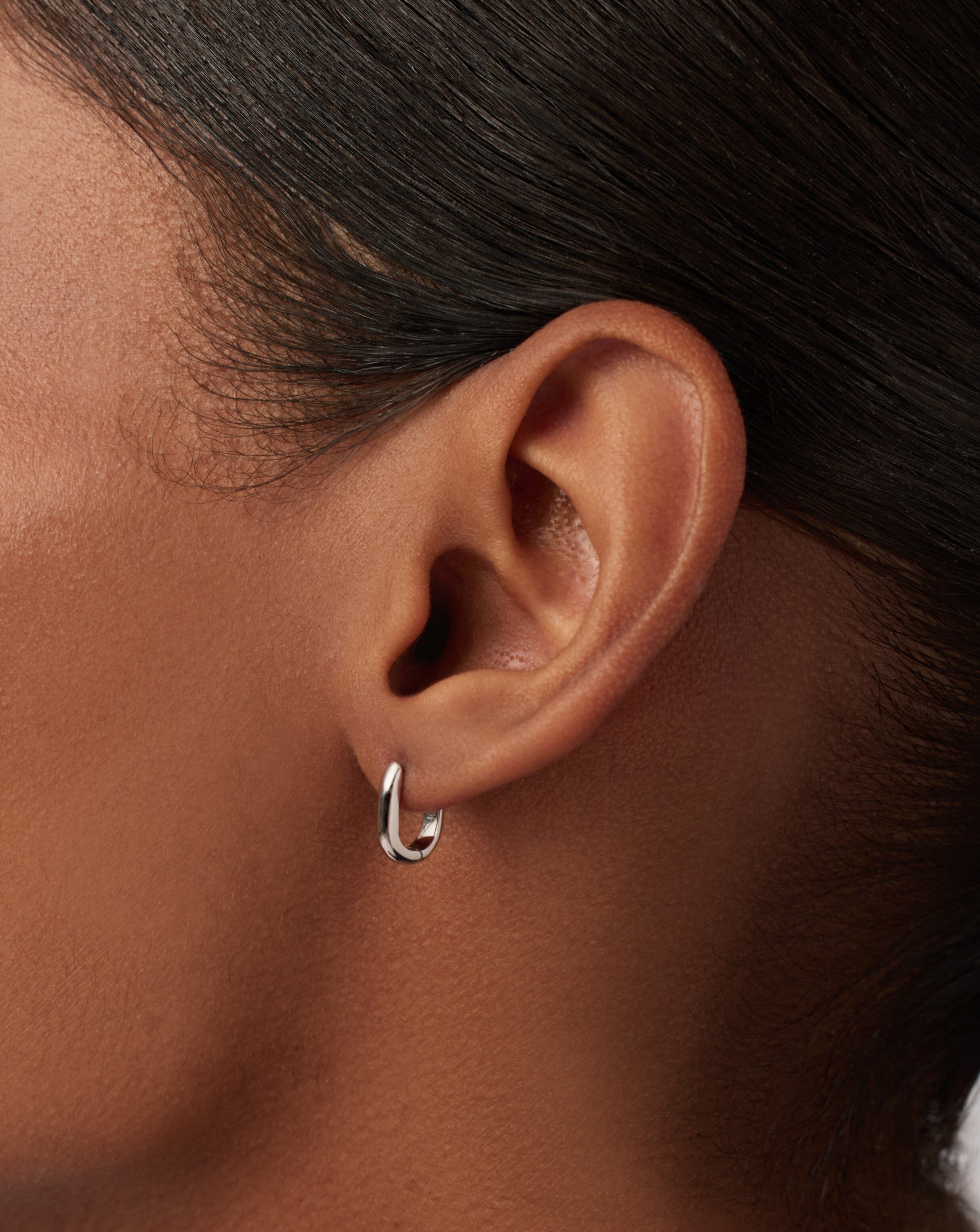 Classic Ovate Huggies | Rhodium Plated on Recycled Sterling Silver Earrings Missoma 