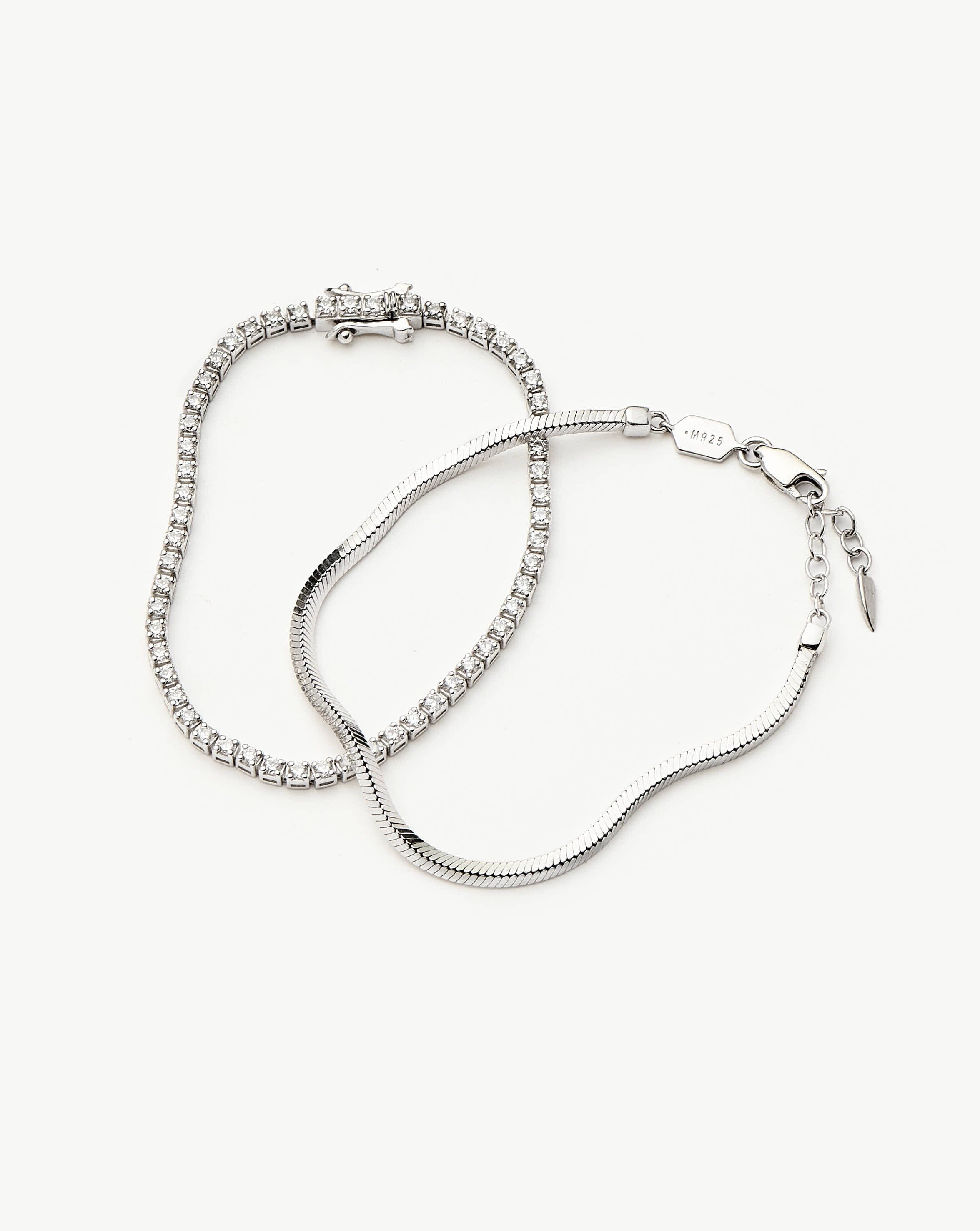 Classic Tennis & Snake Chain Bracelet Set | Sterling Silver Layering Sets Missoma 