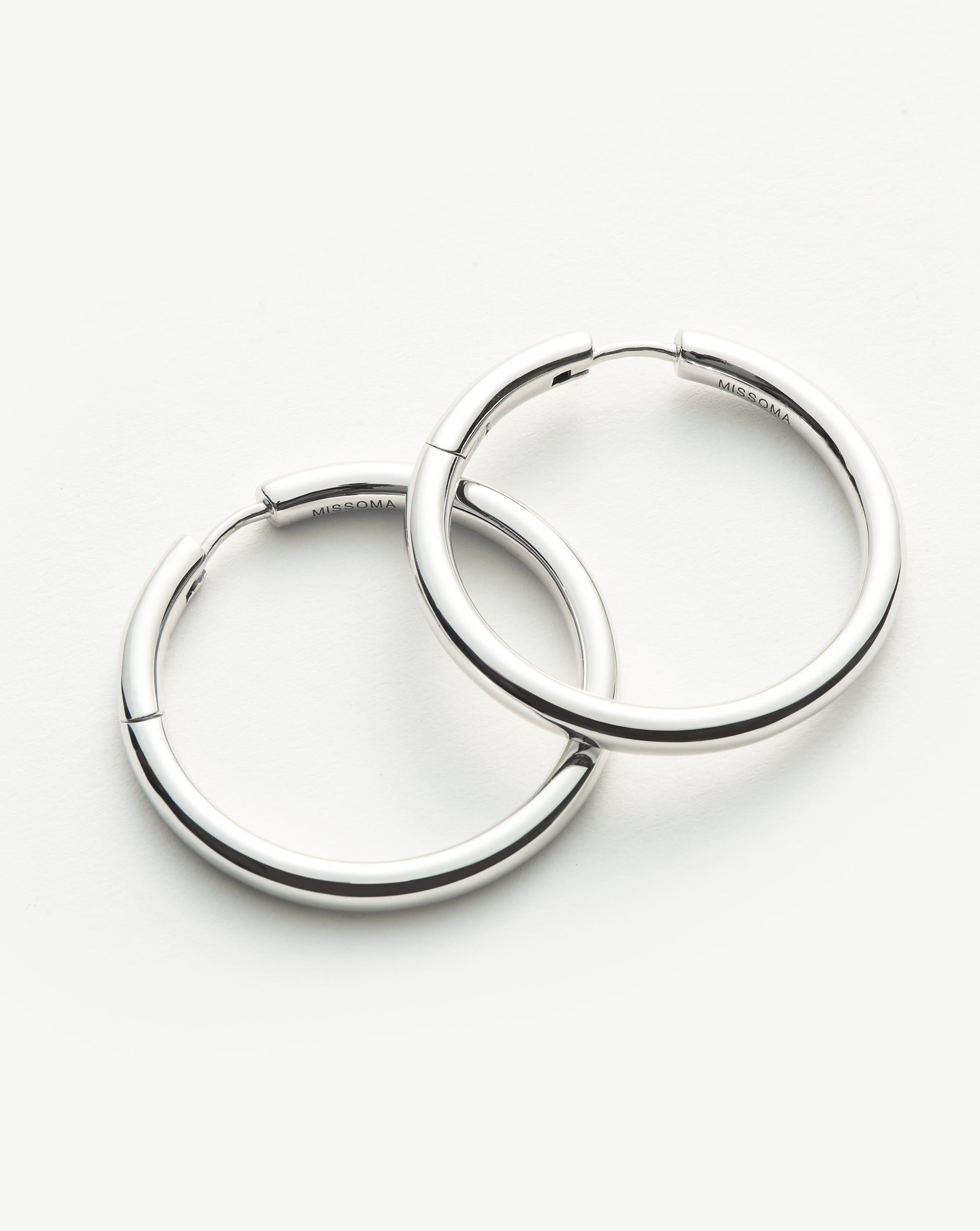 Classic Tunnel Large Hoop Earrings | Silver Plated Earrings Missoma 