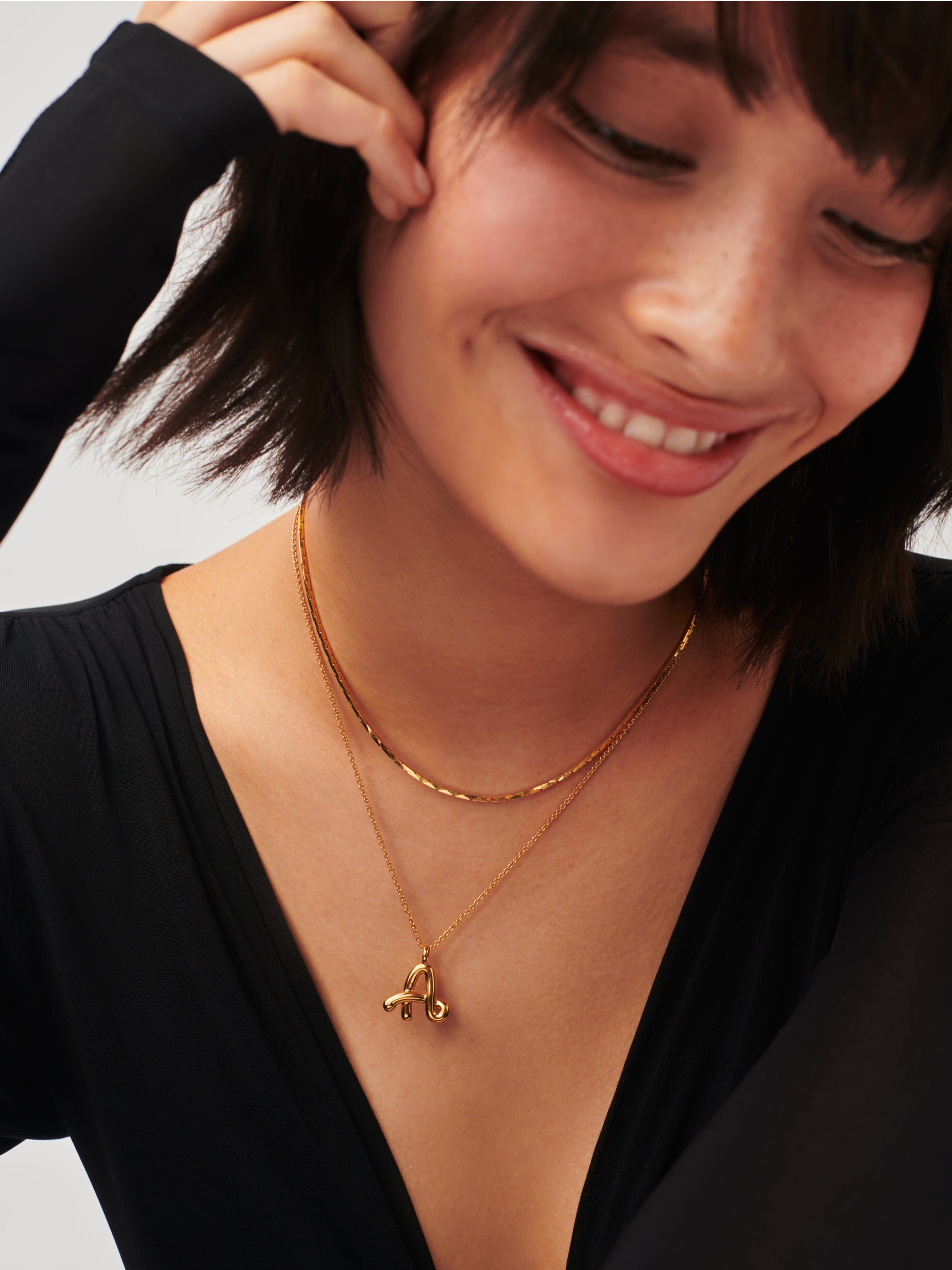 Curly Molten Initial Pendant Necklace - Initial A | 18ct Gold Plated Vermeil Necklaces Missoma 