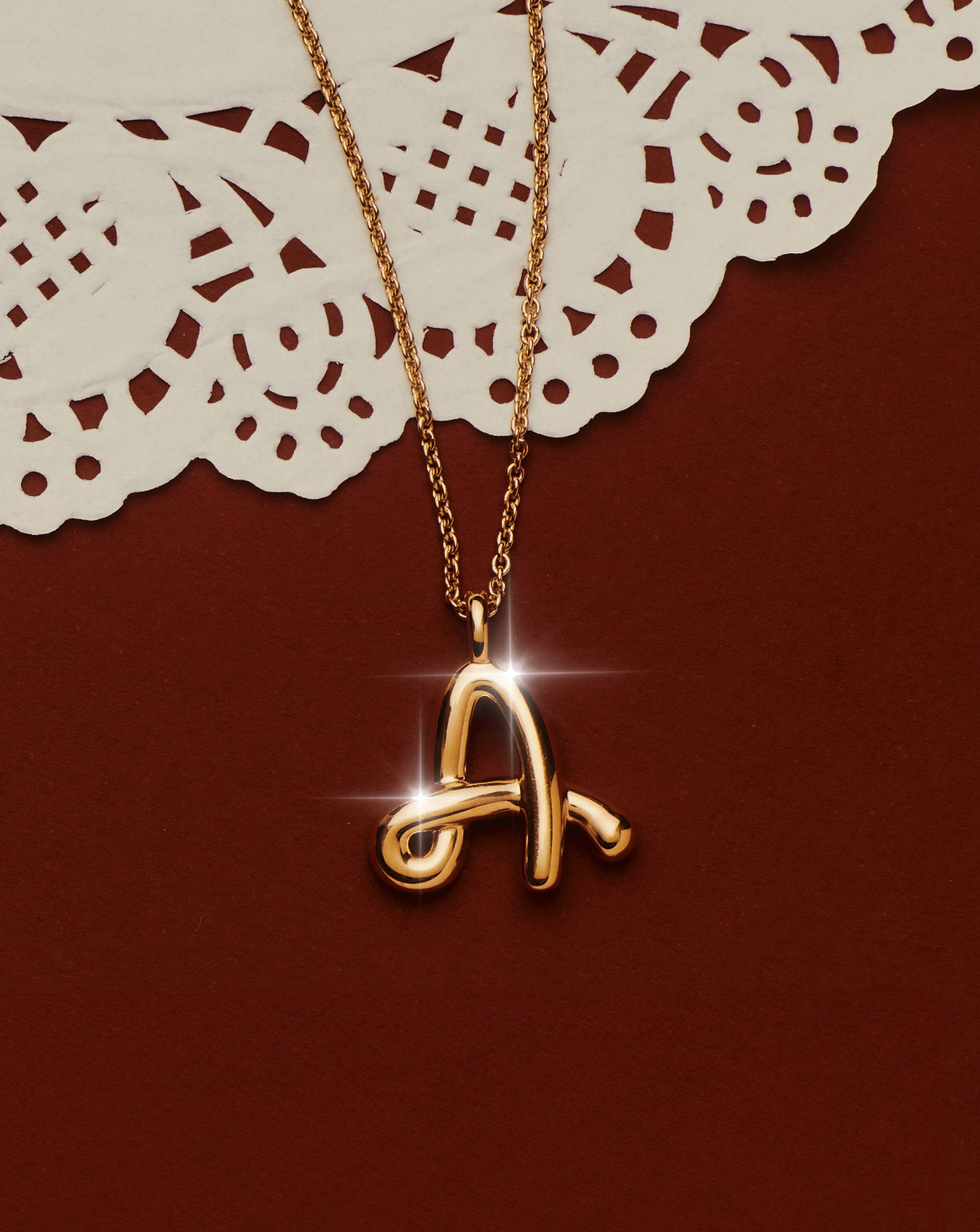 Curly Molten Initial Pendant Necklace - Initial A | 18ct Gold Vermeil Necklaces Missoma 