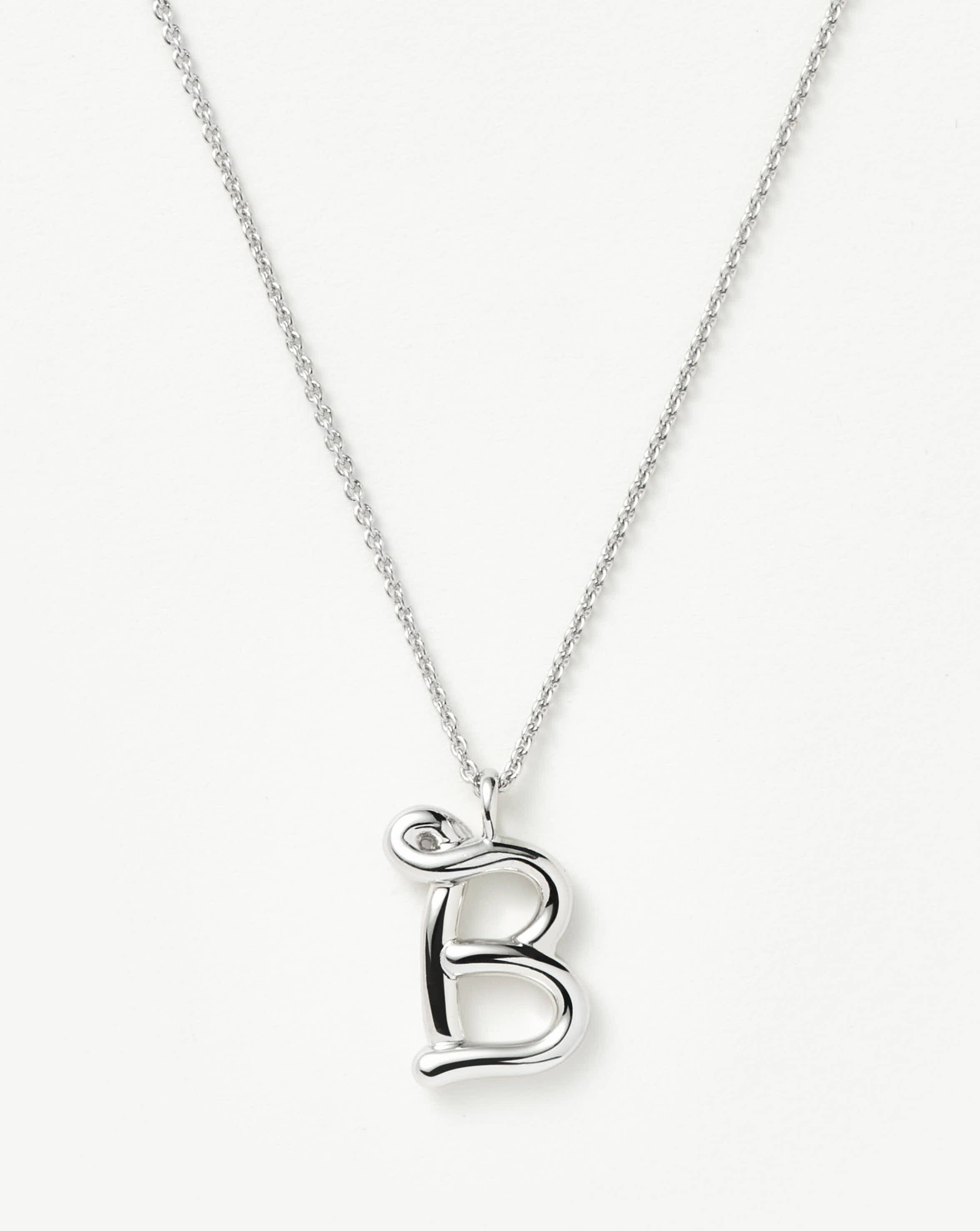 Curly Molten Initial Pendant Necklace - Initial B | Sterling Silver Necklaces Missoma 