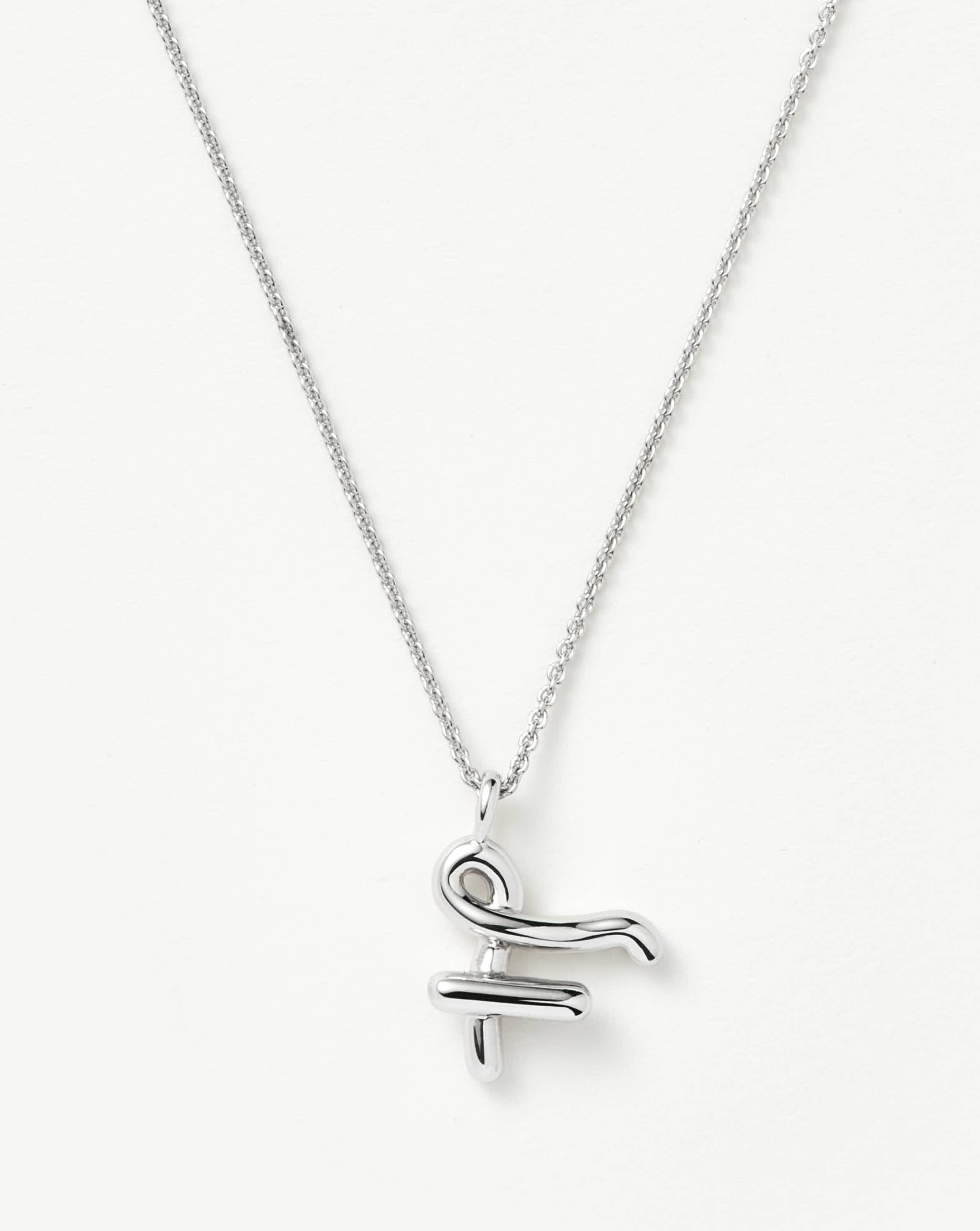 Curly Molten Initial Pendant Necklace - Initial F | Sterling Silver Necklaces Missoma 