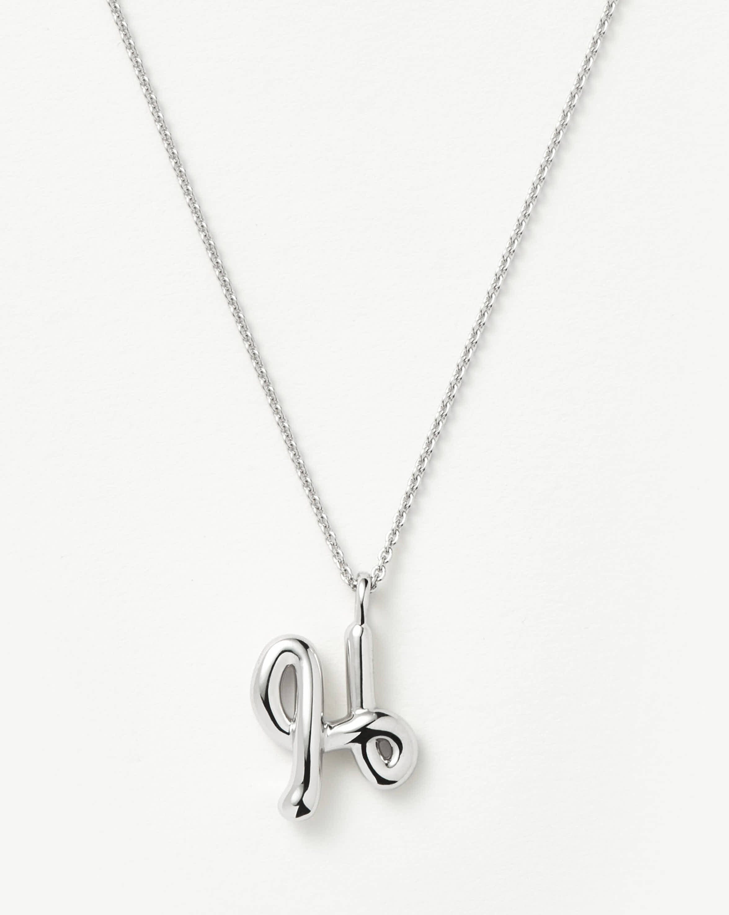 Curly Molten Initial Pendant Necklace - Initial H | Sterling Silver Necklaces Missoma 