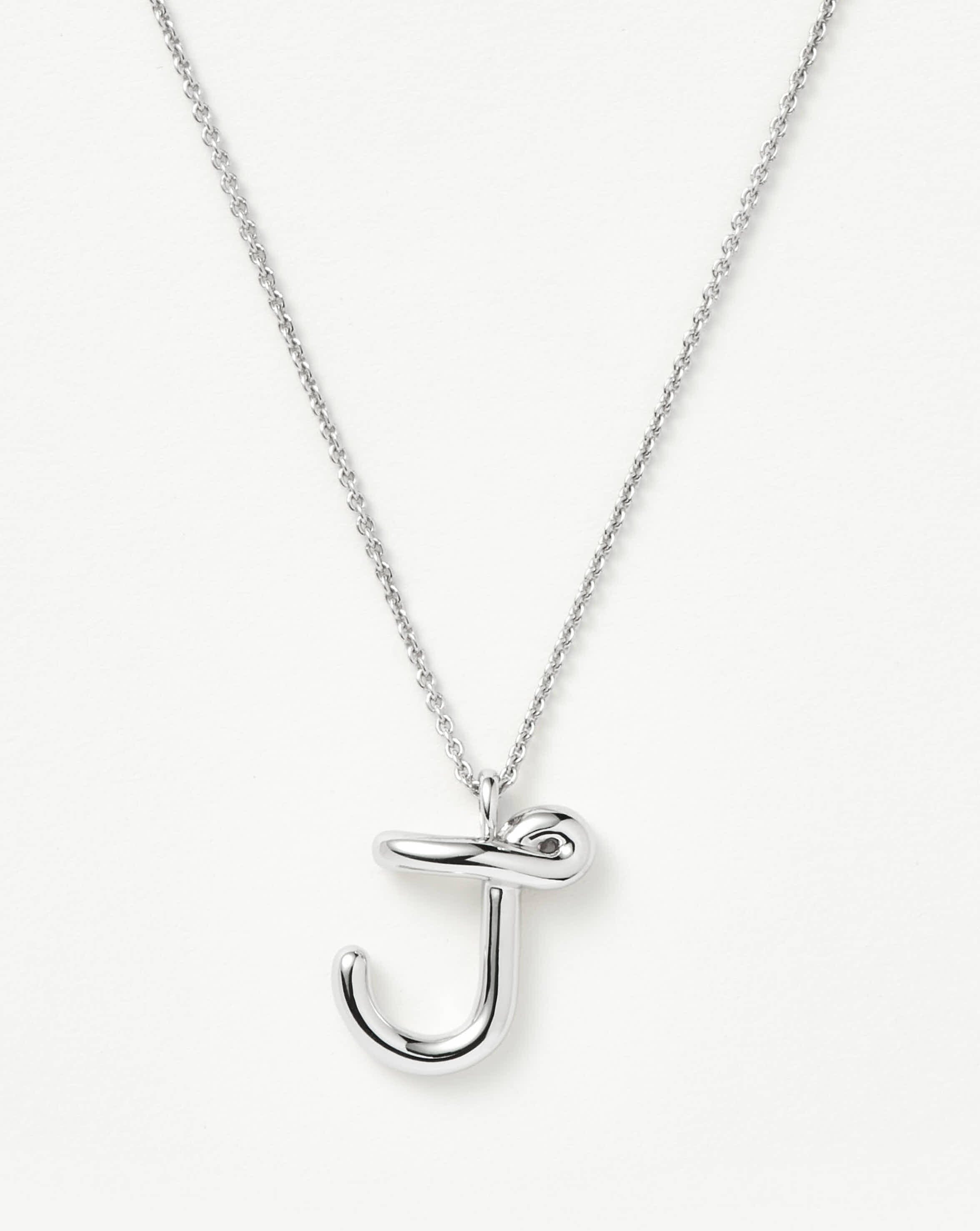 Curly Molten Initial Pendant Necklace - Initial J | Sterling Silver Necklaces Missoma 