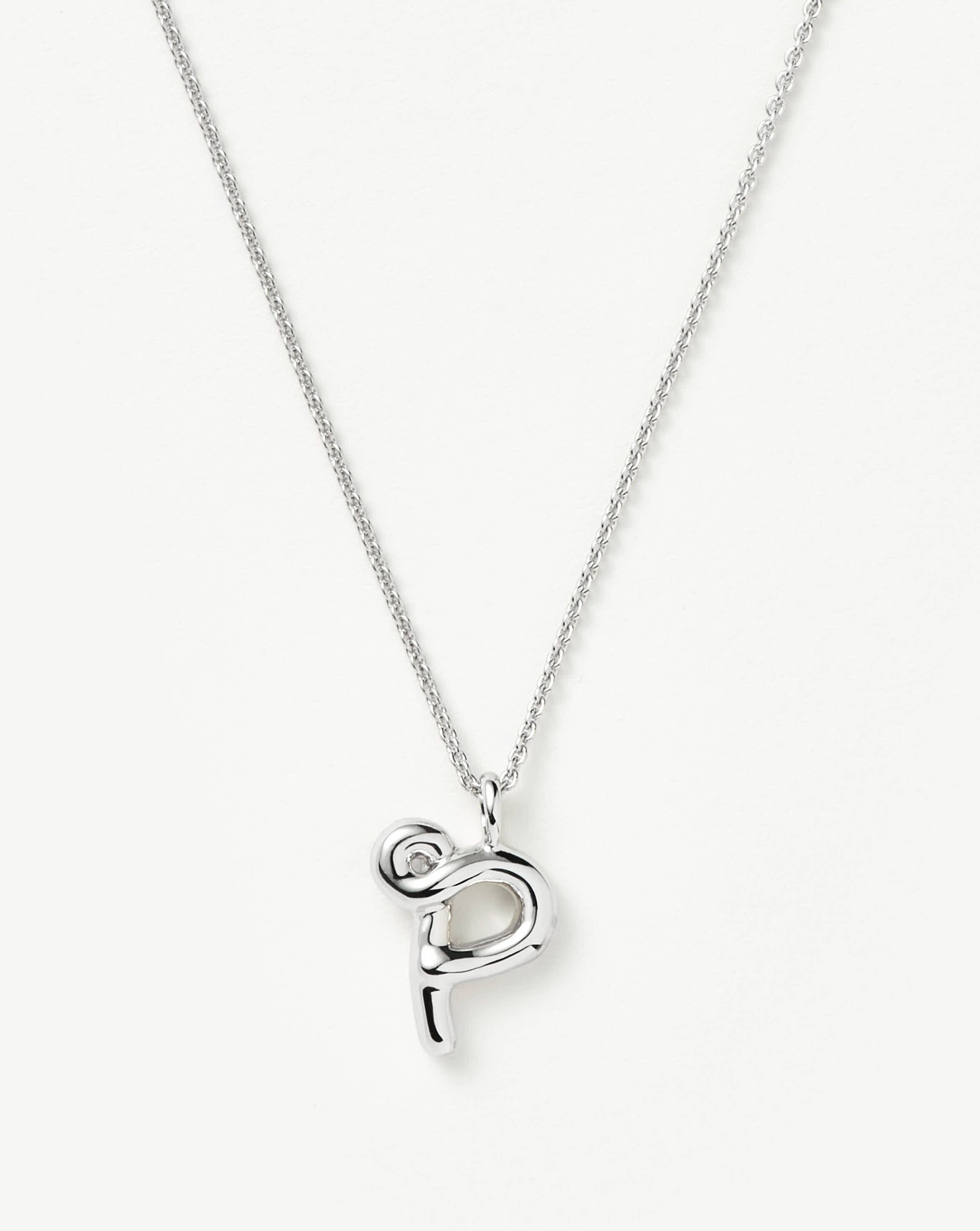 Curly Molten Initial Pendant Necklace - Initial P | Sterling Silver Necklaces Missoma 