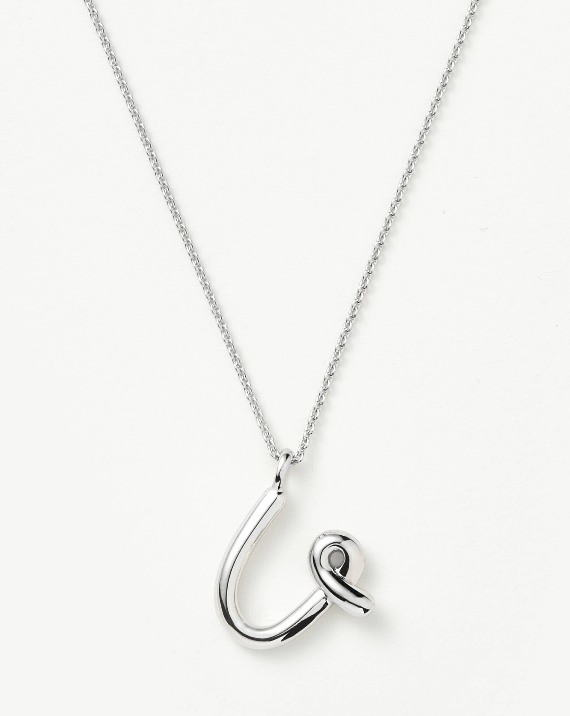 Curly Molten Initial Pendant Necklace - Initial U | Sterling Silver Necklaces Missoma 