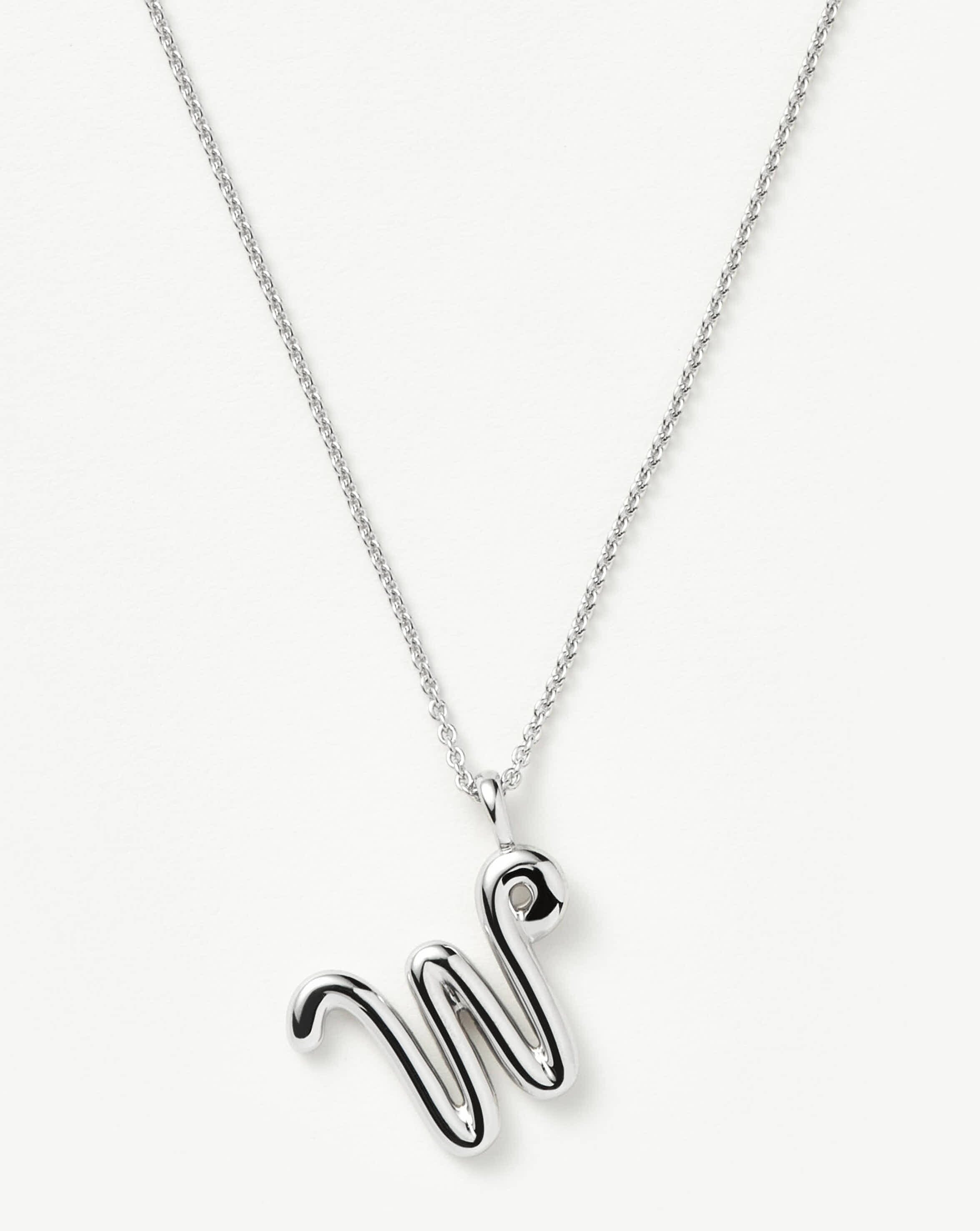 Curly Molten Initial Pendant Necklace - Initial W | Sterling Silver Necklaces Missoma 