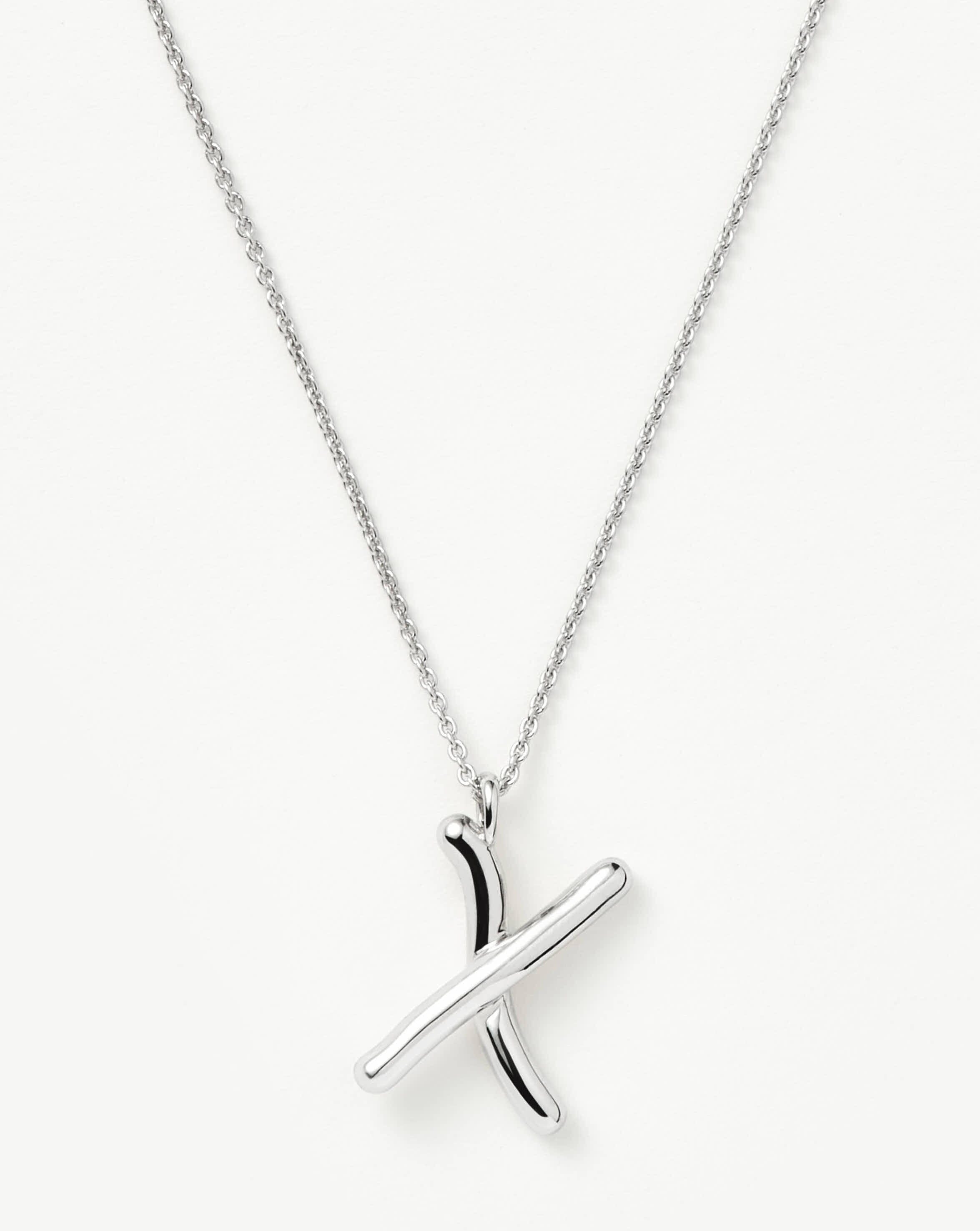 Curly Molten Initial Pendant Necklace - Initial X | Sterling Silver Necklaces Missoma 