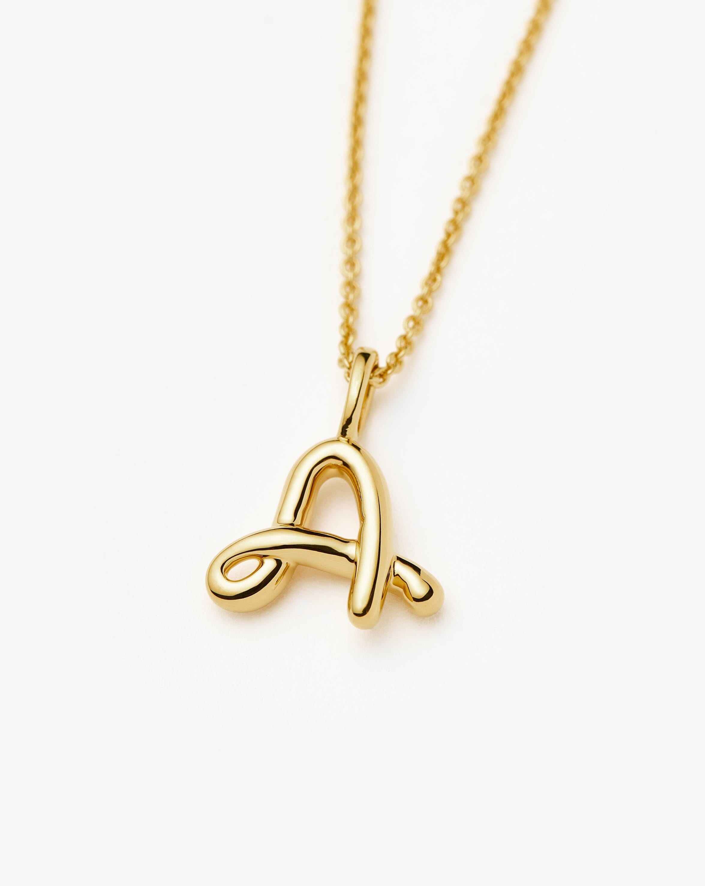 Curly Molten Mini Initial Necklace - A | 18ct Gold Vermeil Necklaces Missoma 