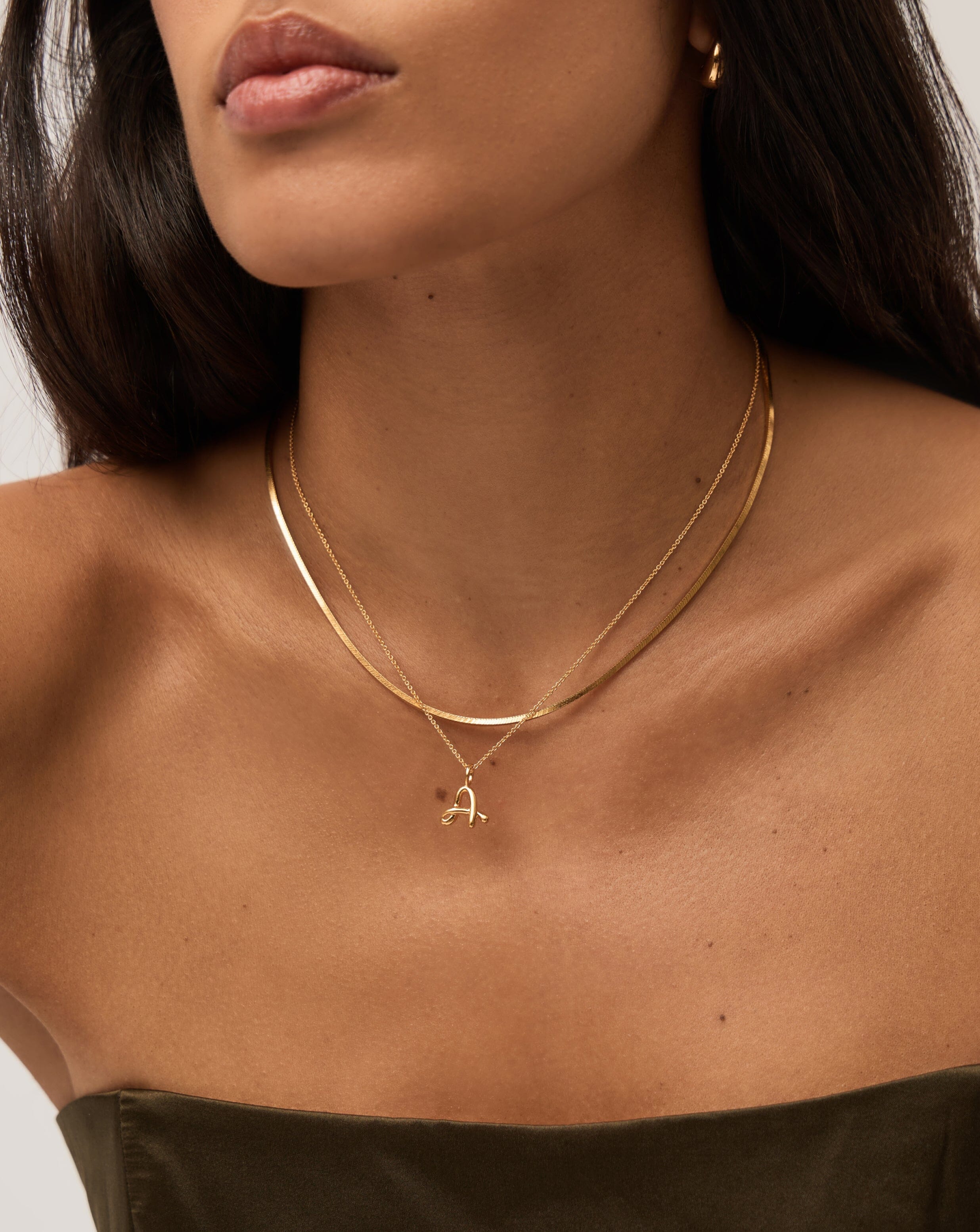 Curly Molten Mini Initial Necklace - A | 18ct Gold Vermeil Necklaces Missoma 