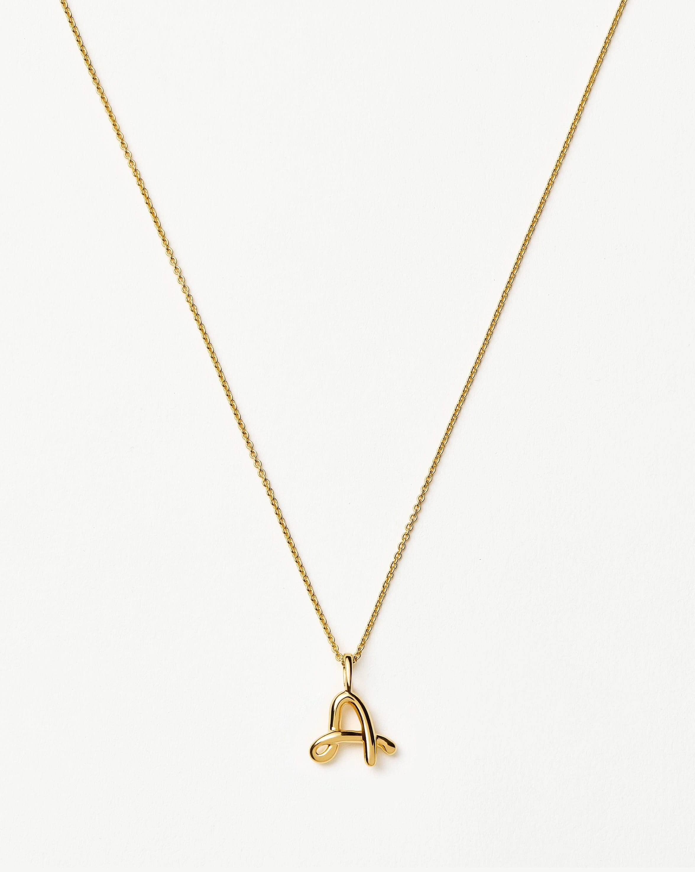 Curly Molten Mini Initial Necklace - A | 18ct Gold Vermeil Necklaces Missoma 