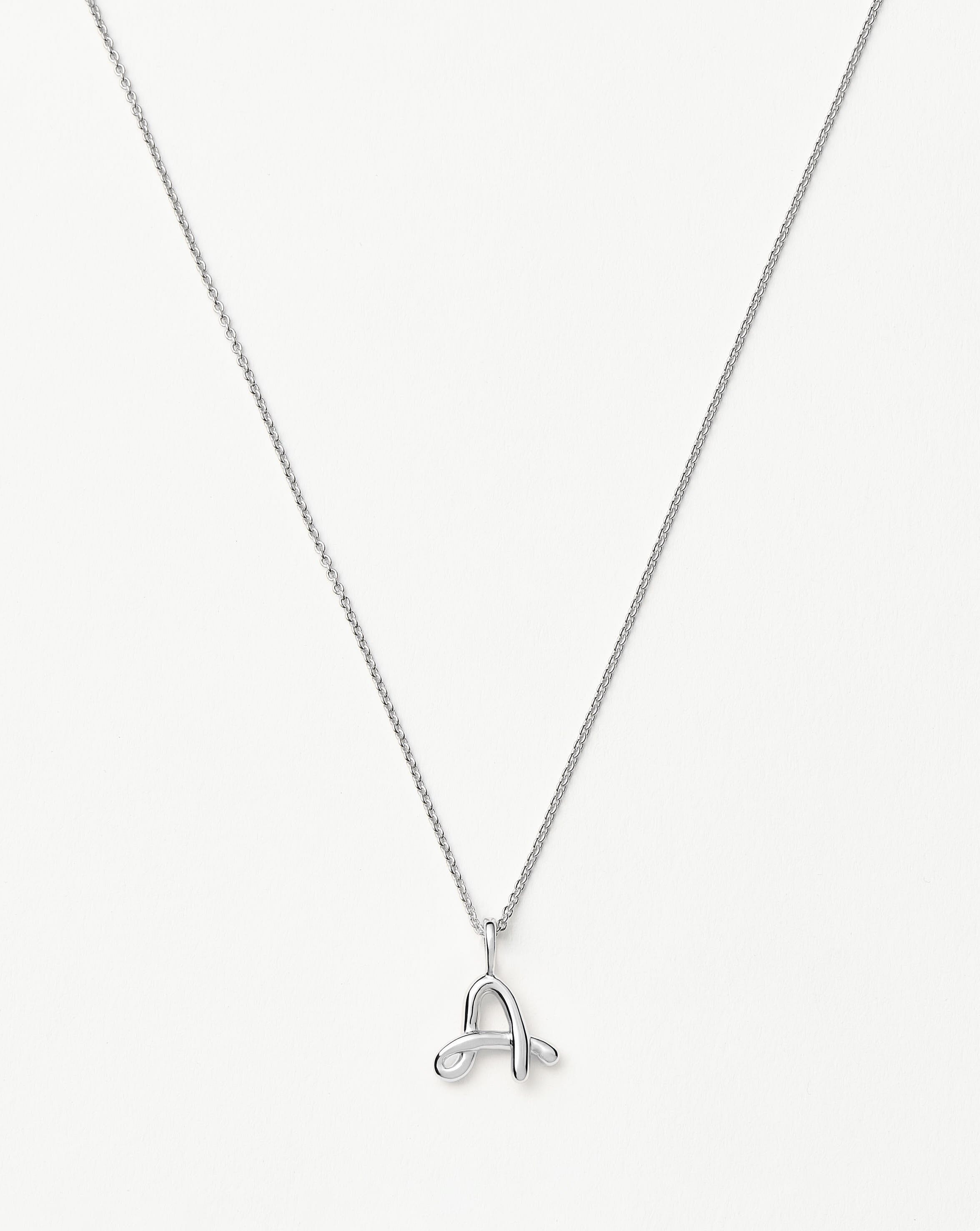 Curly Molten Mini Initial Necklace - A | Sterling Silver Necklaces Missoma 