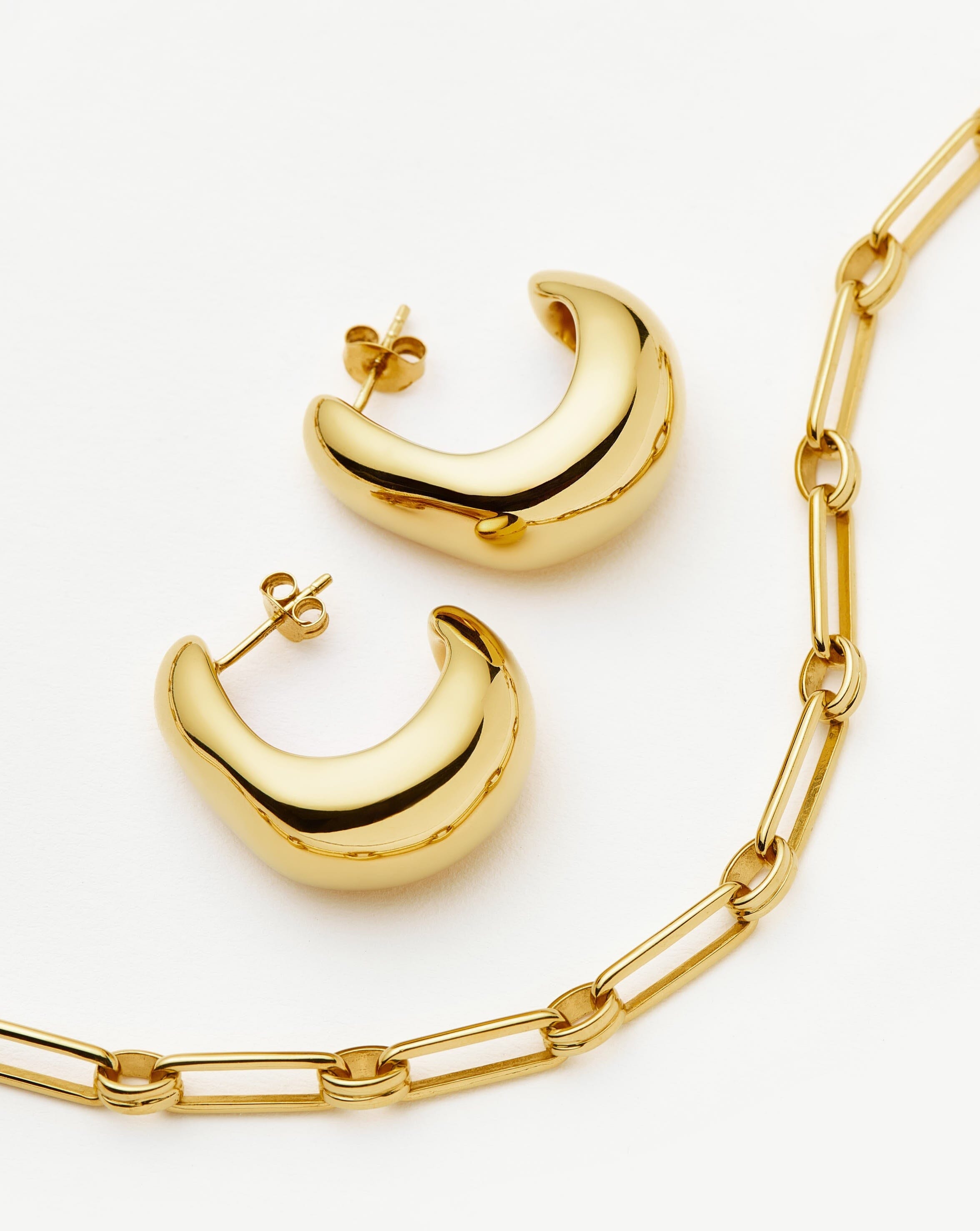 Dome Hoop Earrings & Chain Necklace Set | 18ct Gold Plated Layering Sets Missoma 