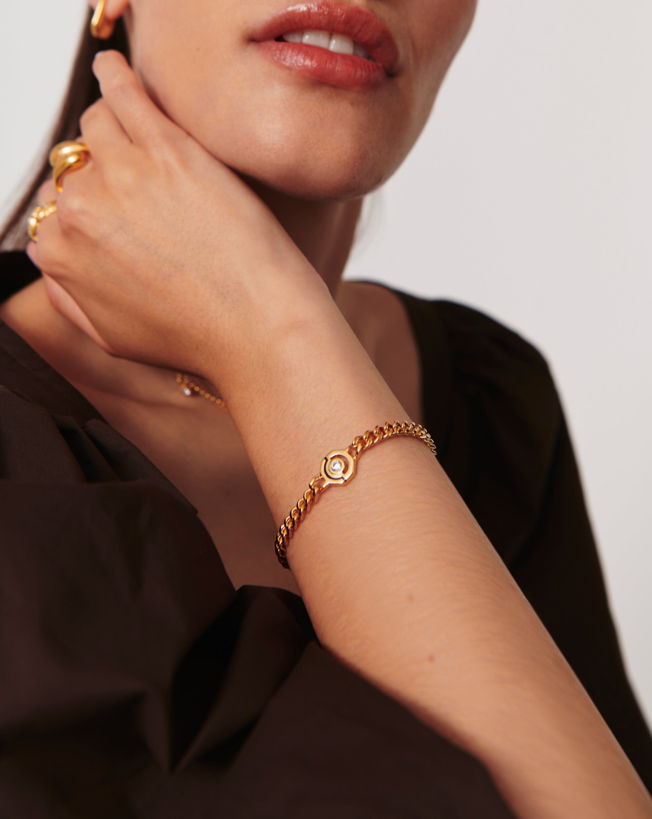 Enamel & Stone Byline Hex Charm Bracelet | 18ct Gold Plated/Cubic Zirconia Bracelets Missoma 