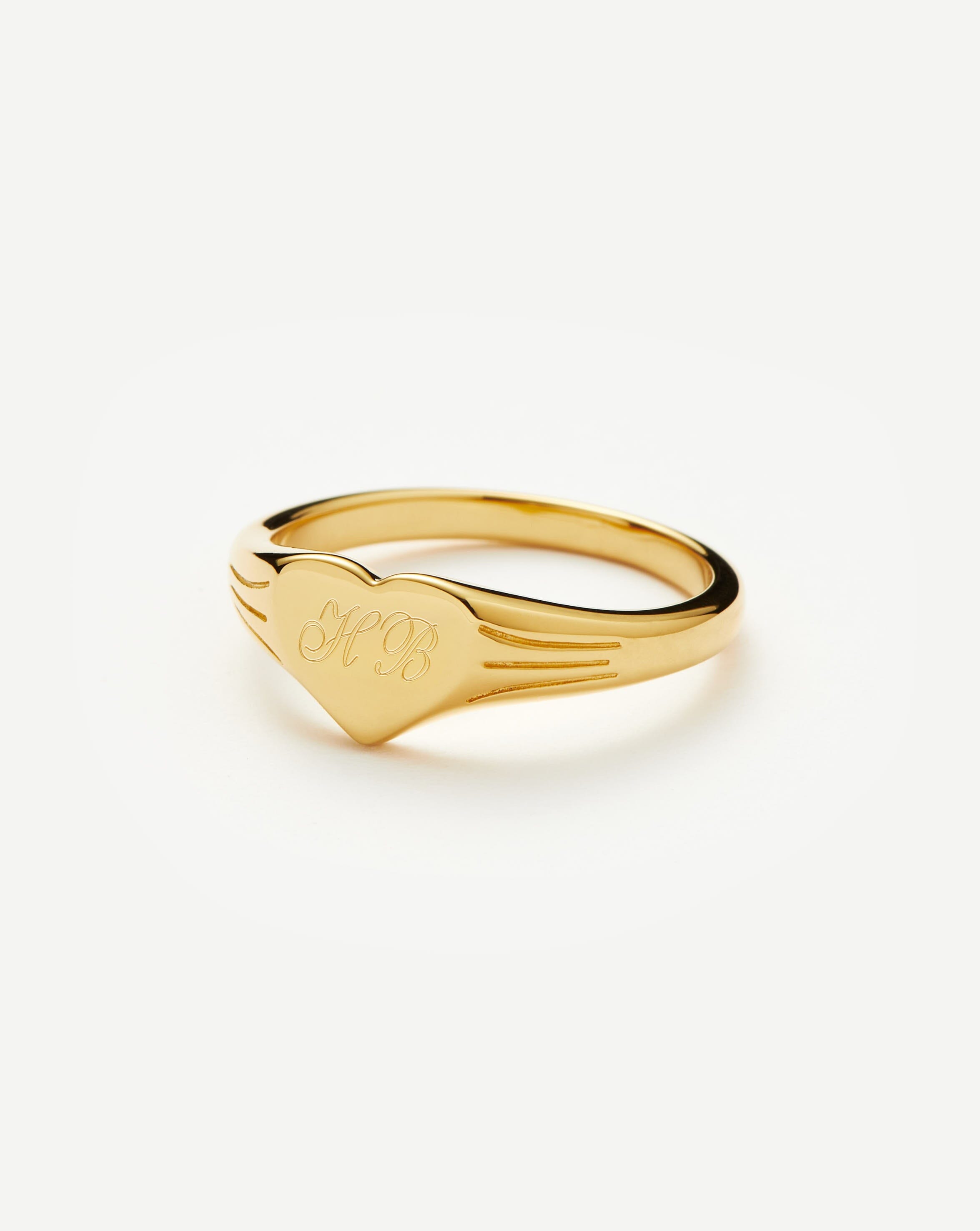 Engravable Heart Signet Ring | 18ct Gold Vermeil Rings Missoma 