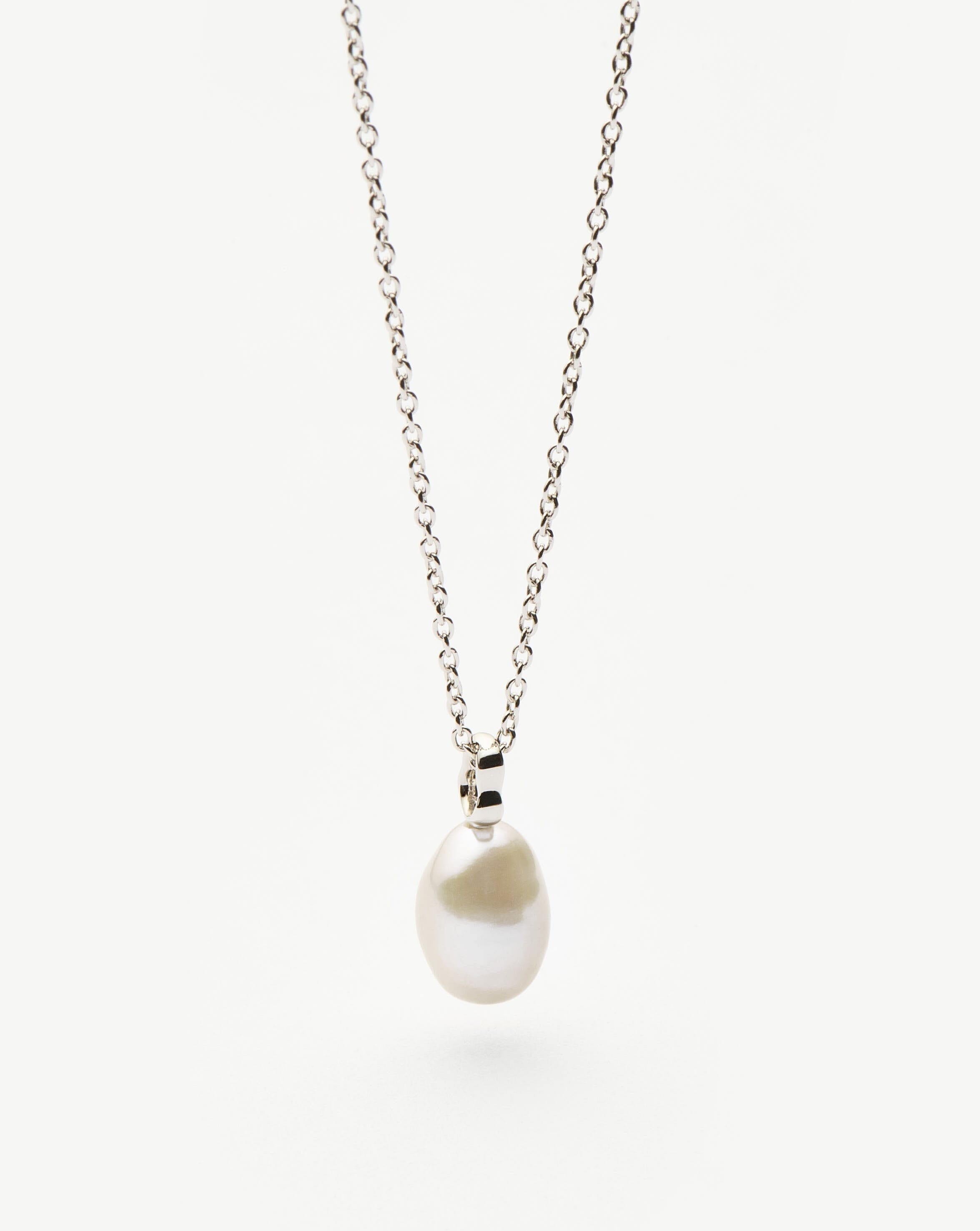 Fine Baroque Pearl Organic Pendant Necklace | 14ct Solid White Gold/Pearl Necklaces Missoma 