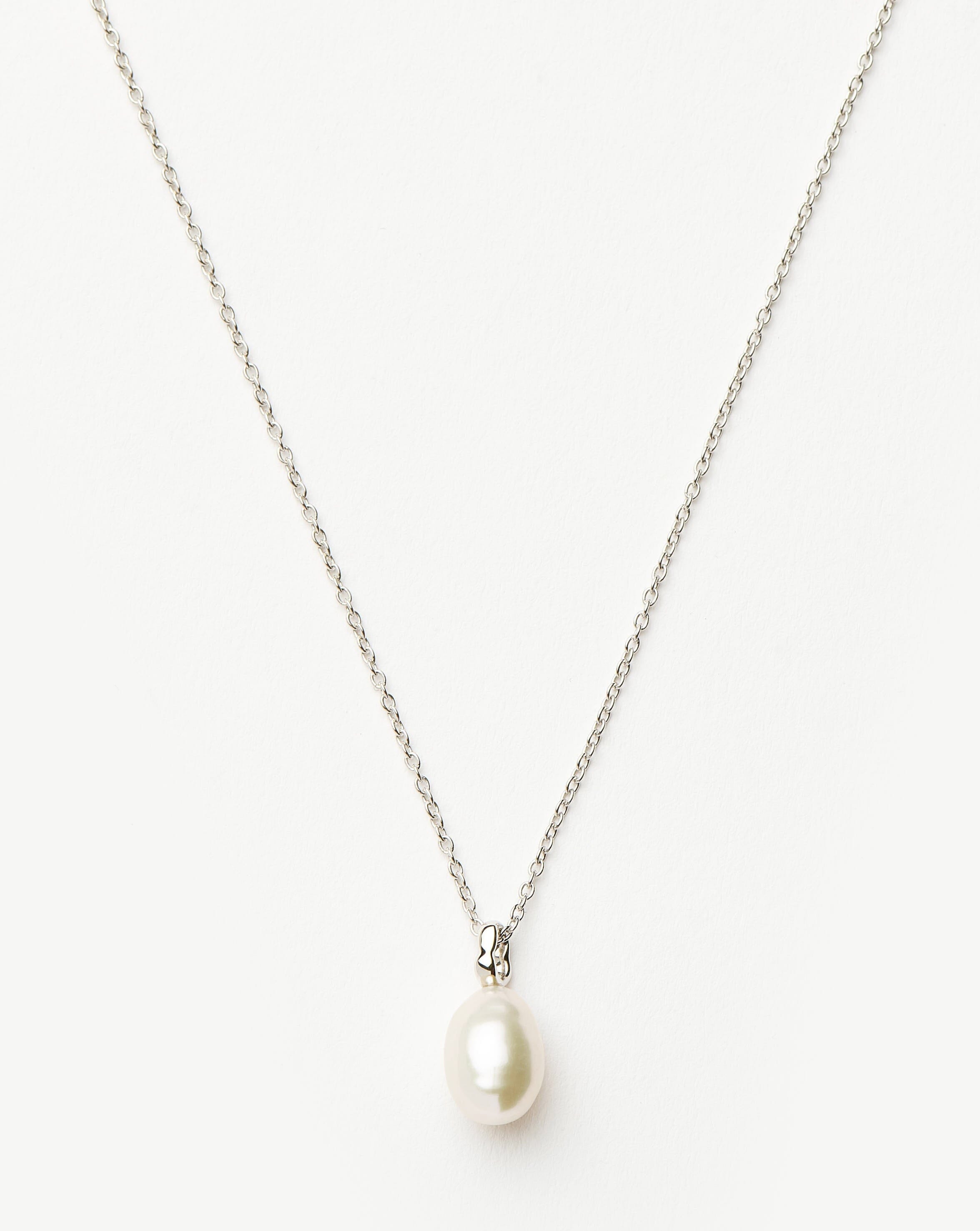 Fine Baroque Pearl Organic Pendant Necklace | 14ct Solid White Gold/Pearl Necklaces Missoma 