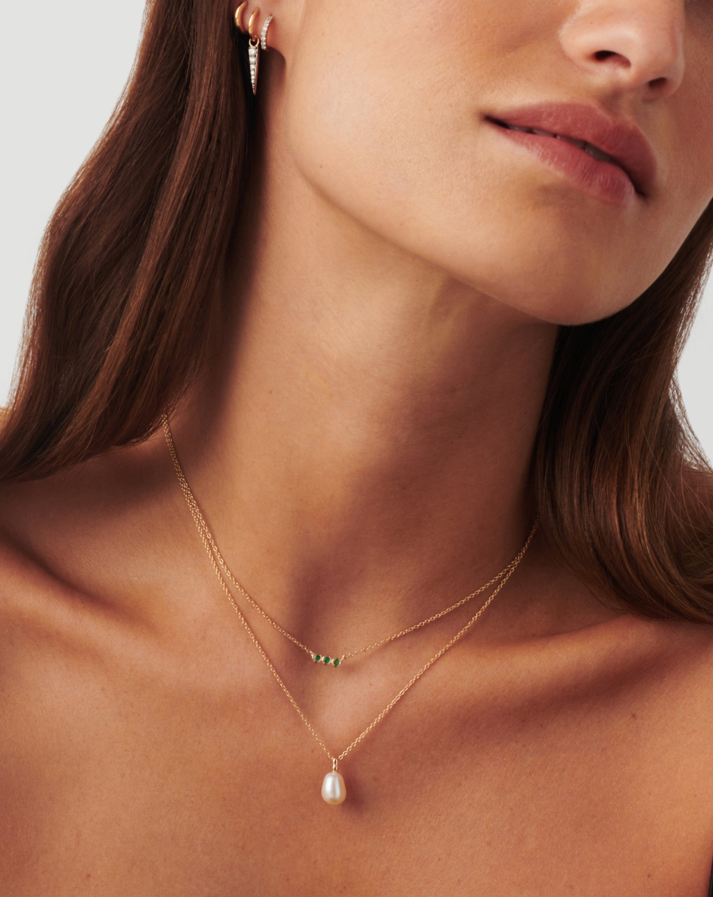 Fine Emerald Solitaire Trio Necklace Necklaces Missoma 