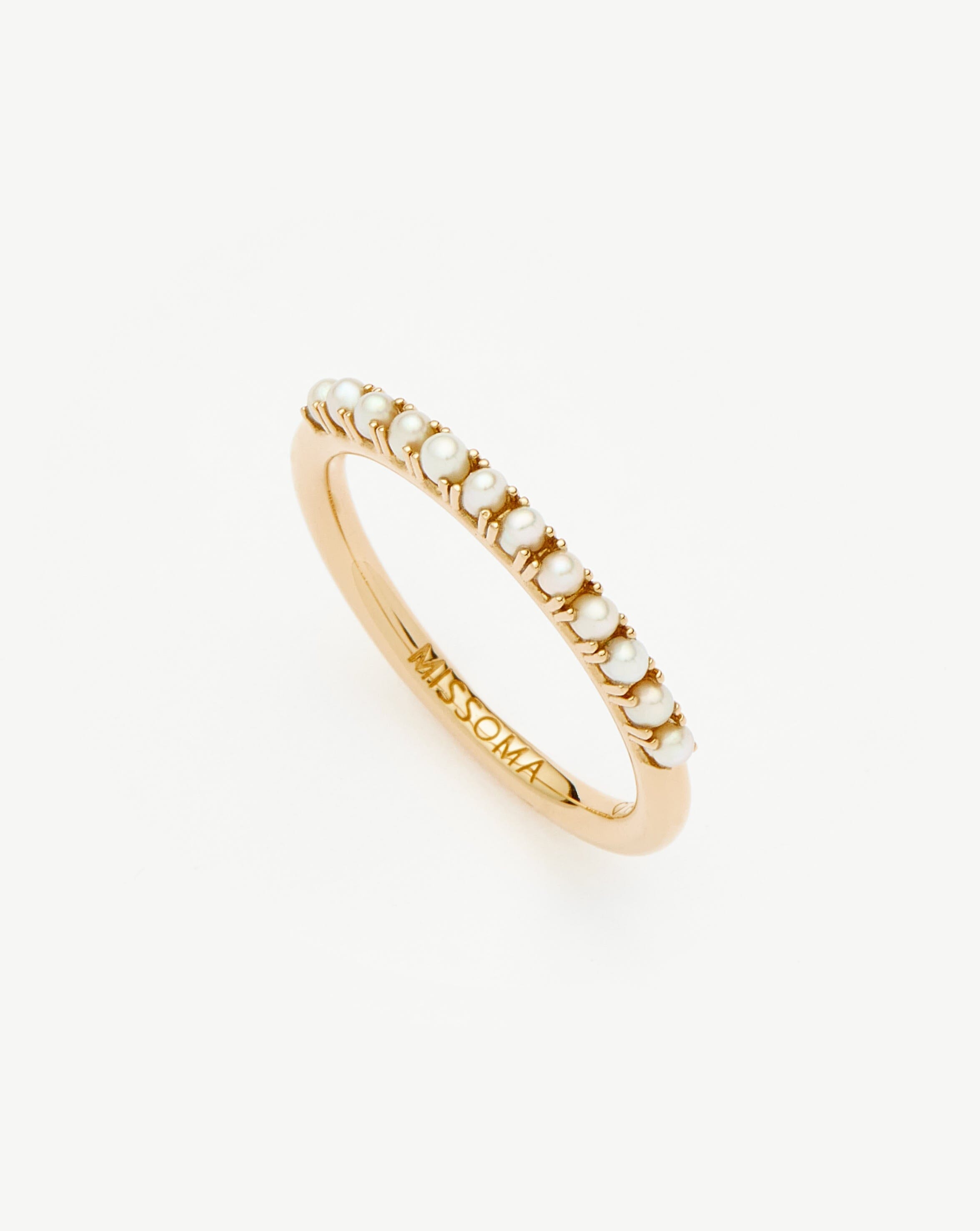 Fine Half Eternity Pearl Ring | 14ct Solid Gold/Pearl Rings Missoma 