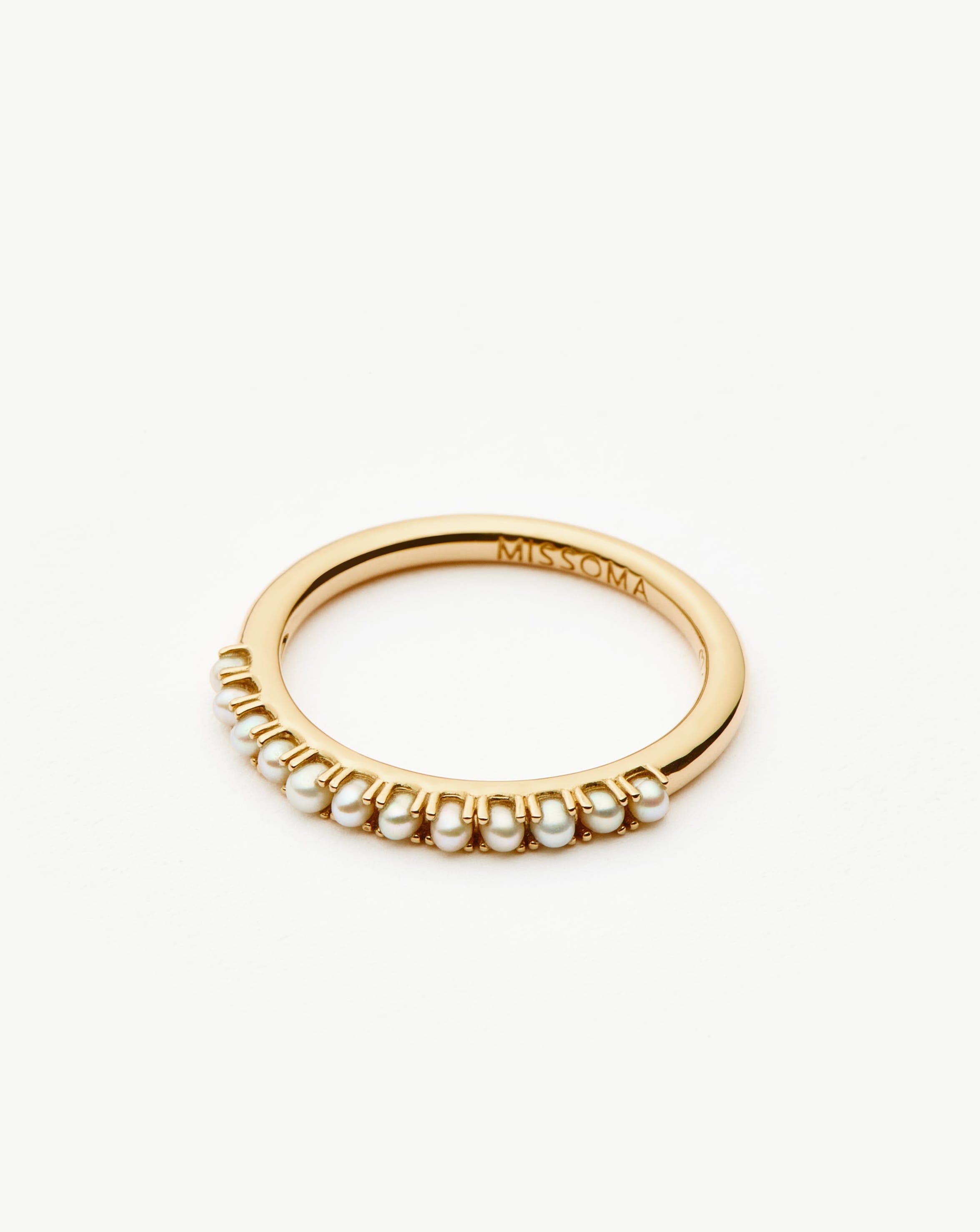 Fine Half Eternity Pearl Ring | 14ct Solid Gold/Pearl Rings Missoma 