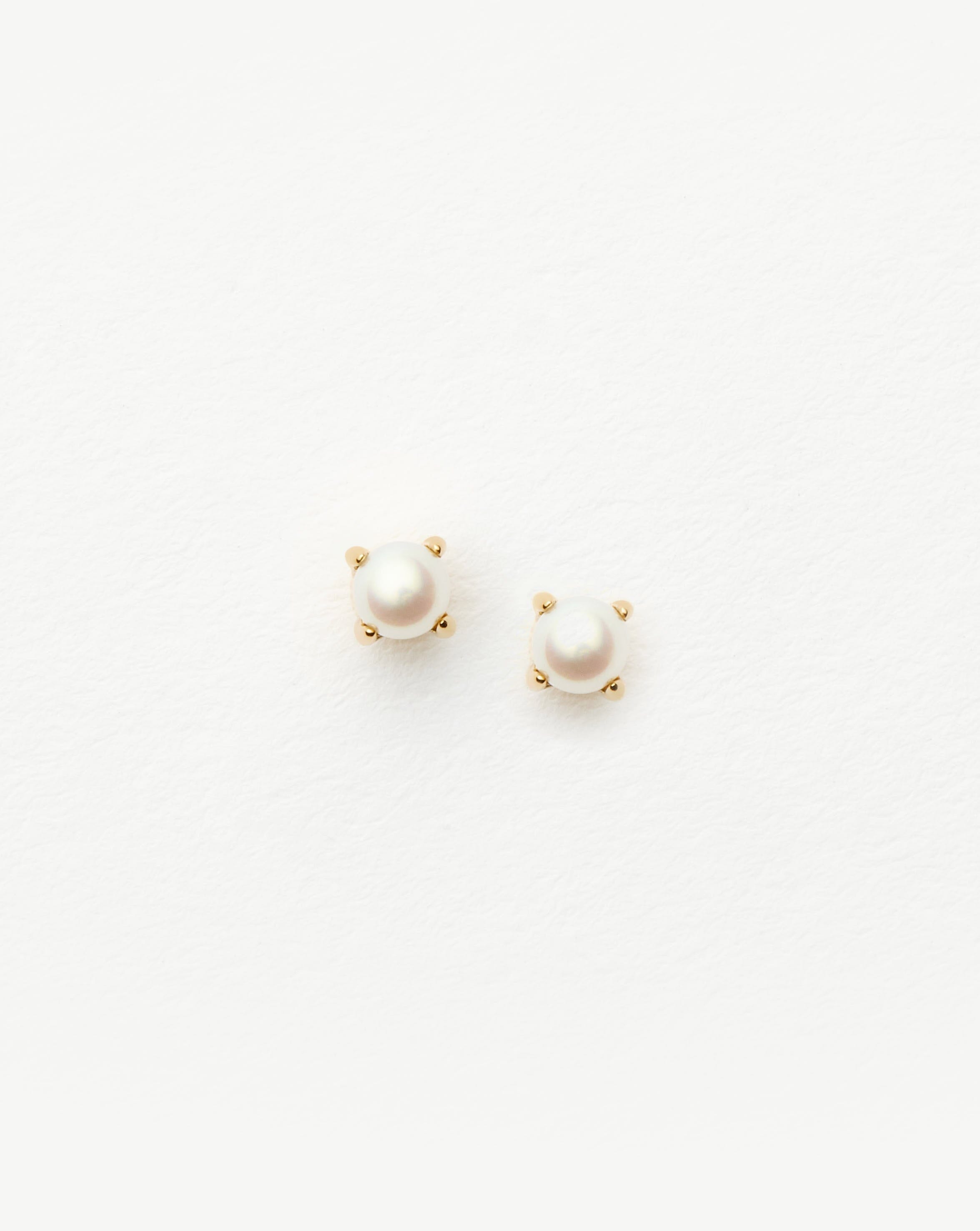 Fine Pearl Stud Earrings | 14ct Solid Gold/Pearl Earrings Missoma 