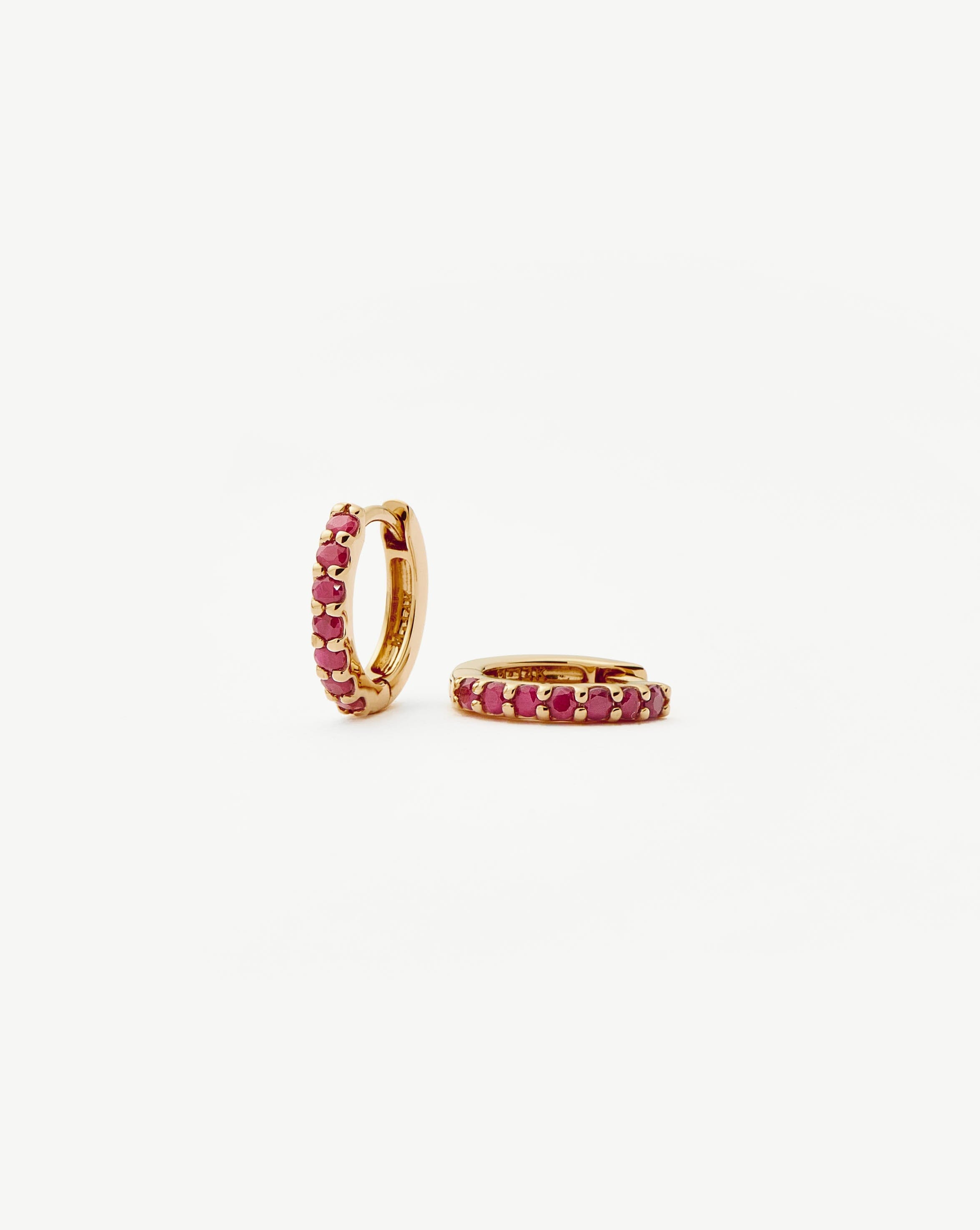 Fine Ruby Huggies | 14ct Solid Gold/Ruby Earrings Missoma 