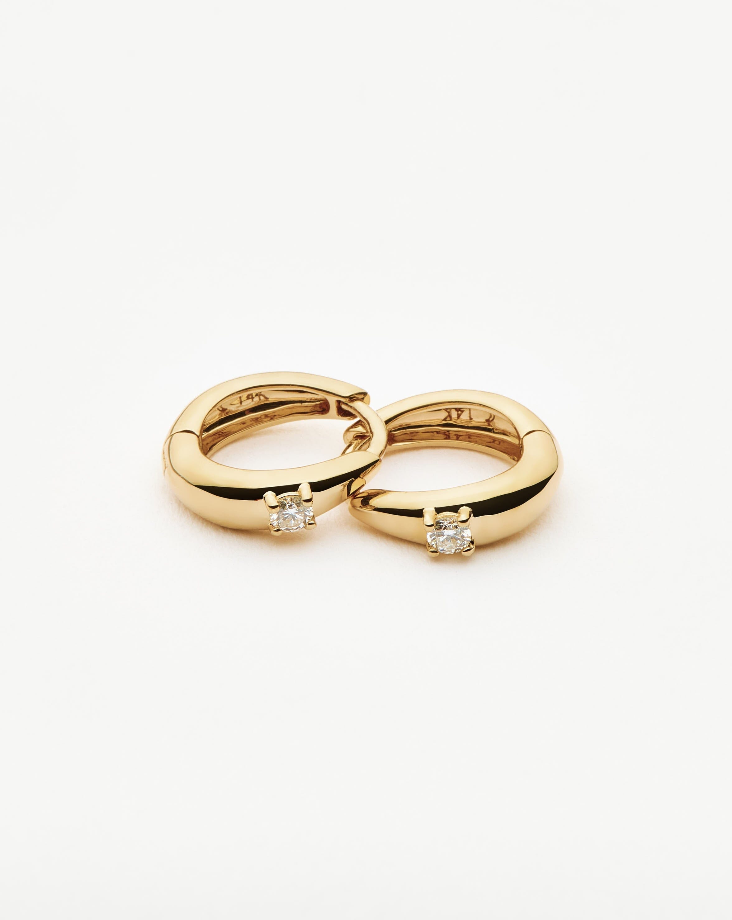 Fine Single Diamond Dome Huggies | 14ct Solid Gold/Diamond Earrings Missoma 