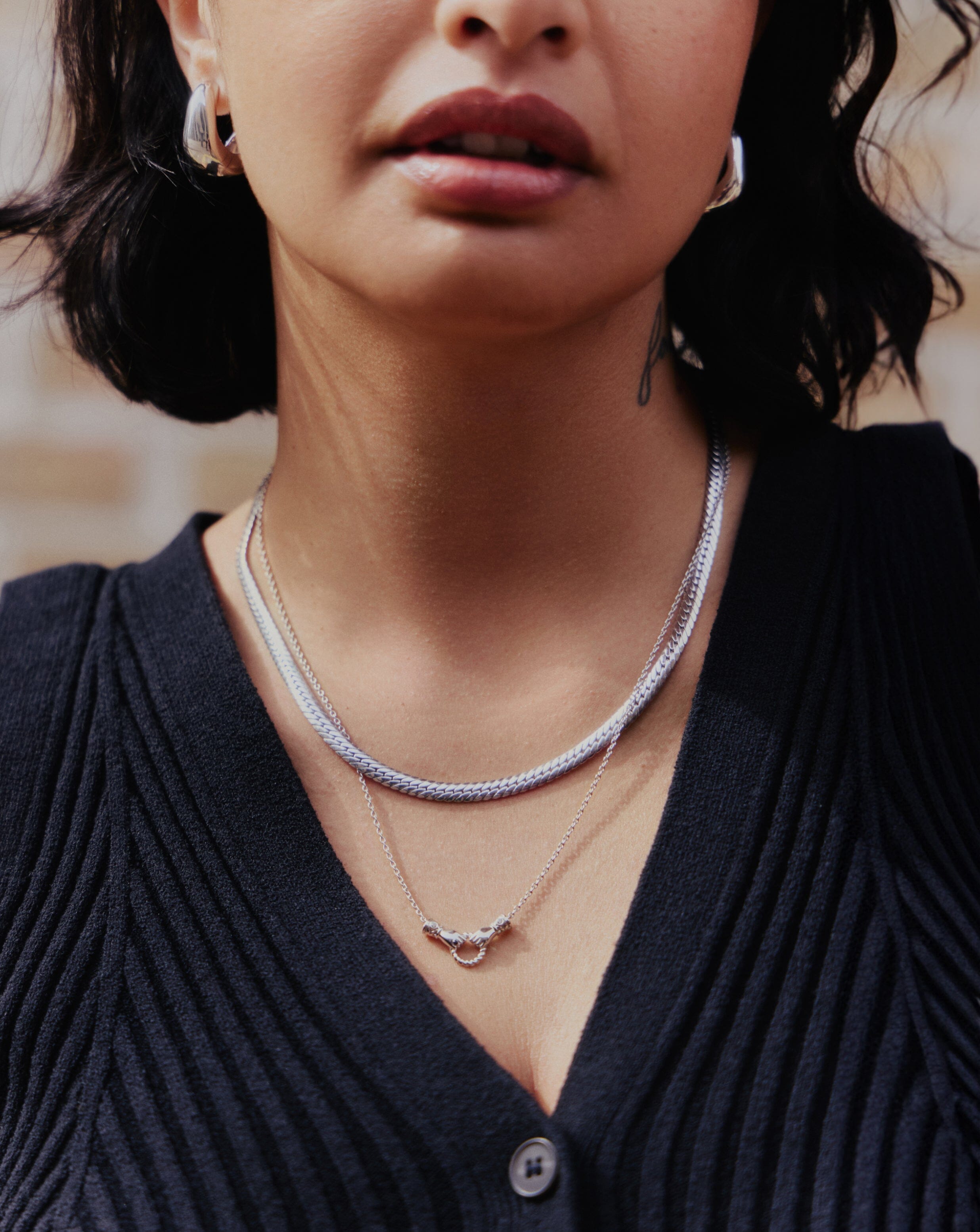 Flat Snake Chain Necklace | Rhodium Plated on Recycled Sterling Silver Necklaces Missoma 