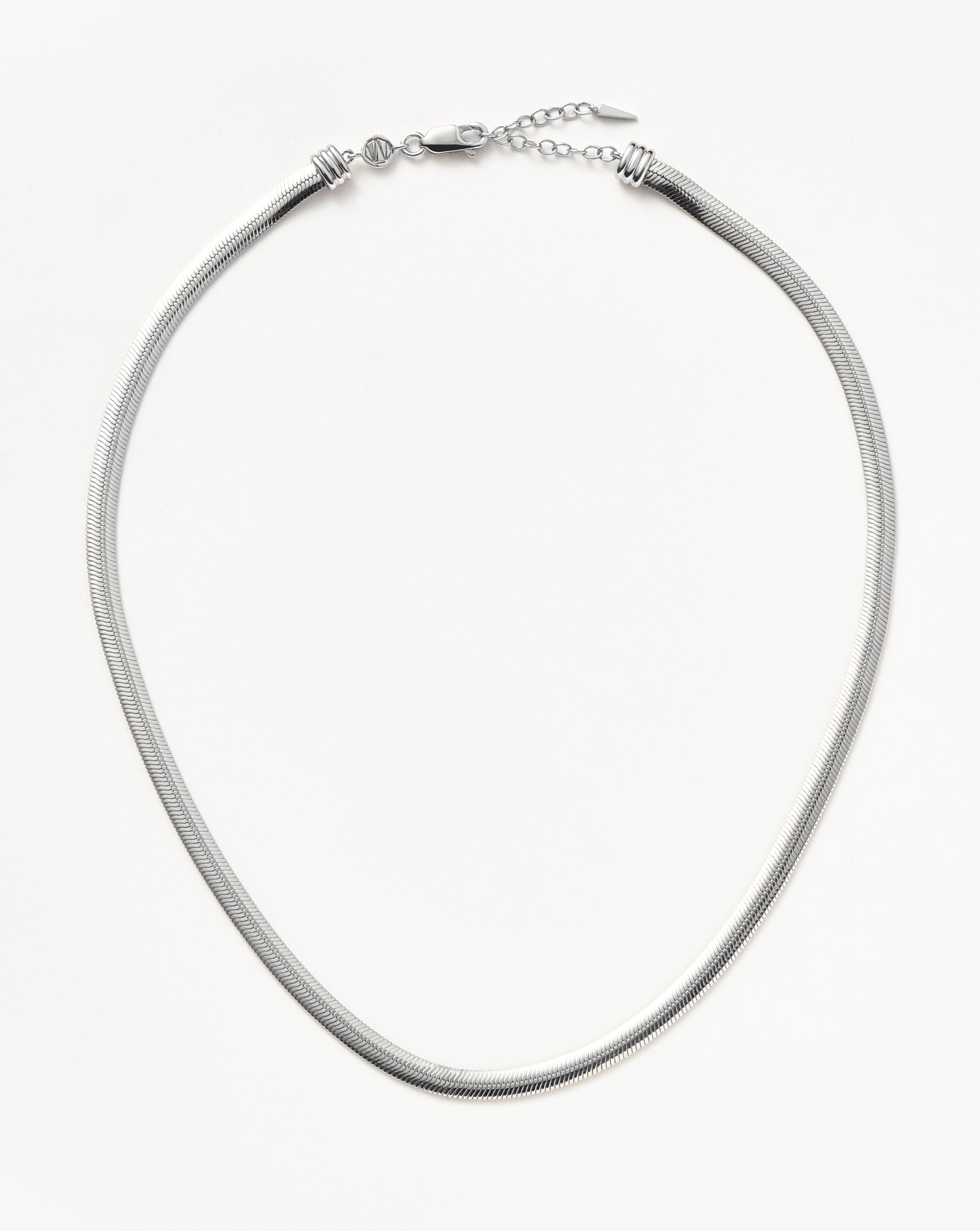 Flat Snake Chain Necklace | Rhodium Plated on Recycled Sterling Silver Necklaces Missoma 