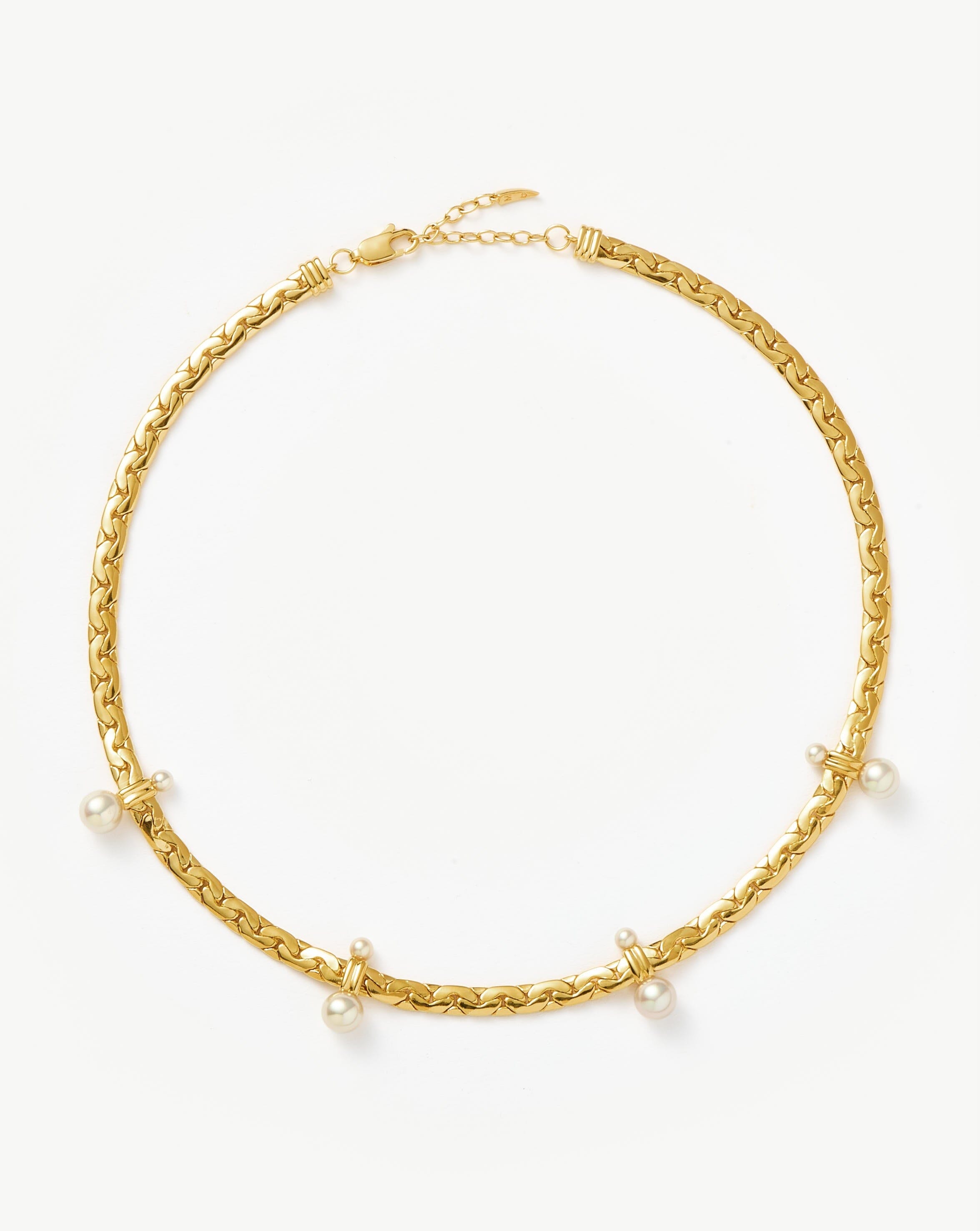 Floating Pearl Cobra Chain Choker | 18ct Gold Plated/Pearl Necklaces Missoma 