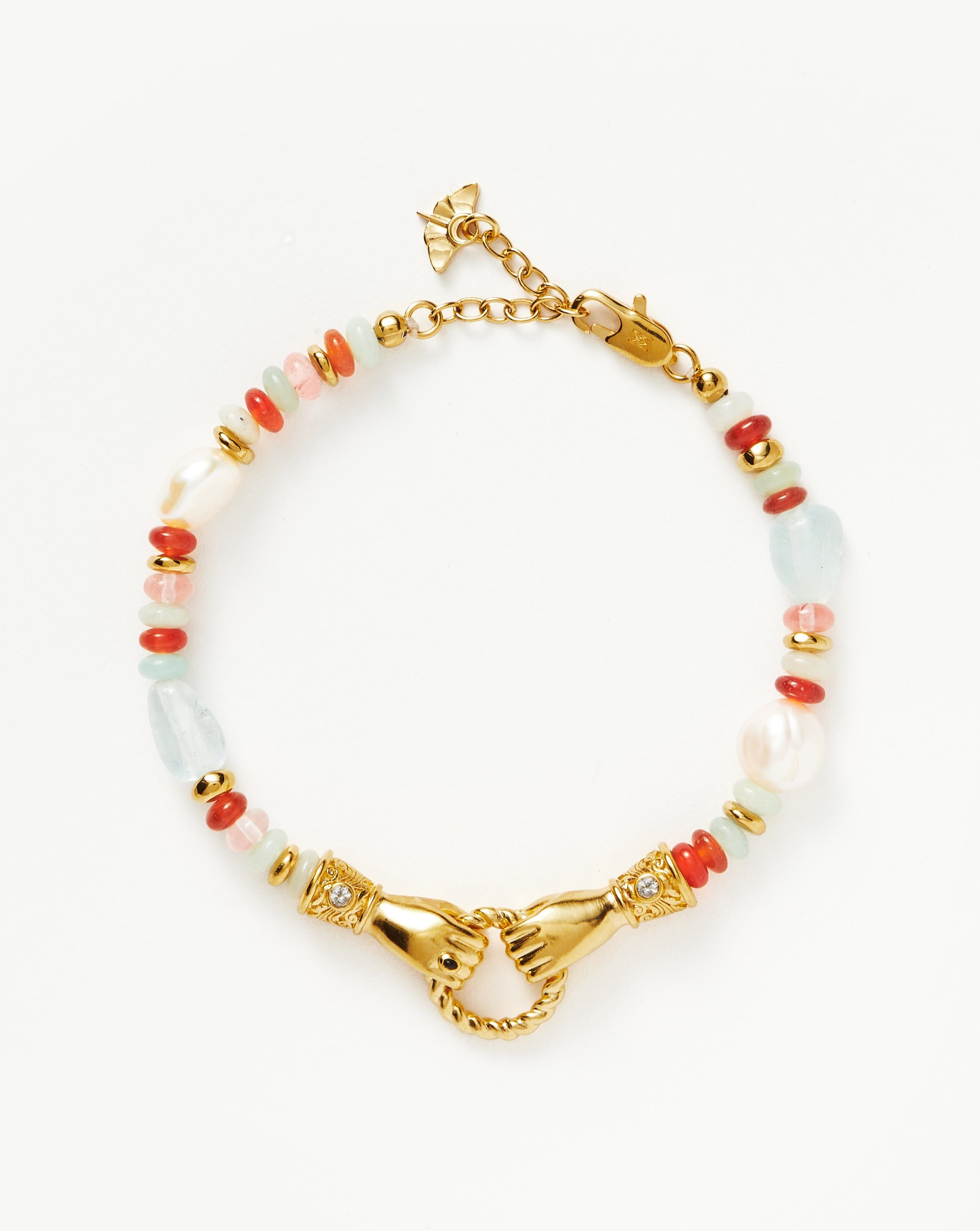 Harris Reed In Good Hands Beaded Gemstone Bracelet | 18ct Gold Plated/Multi Gemstone & Pearl Bracelets Missoma 