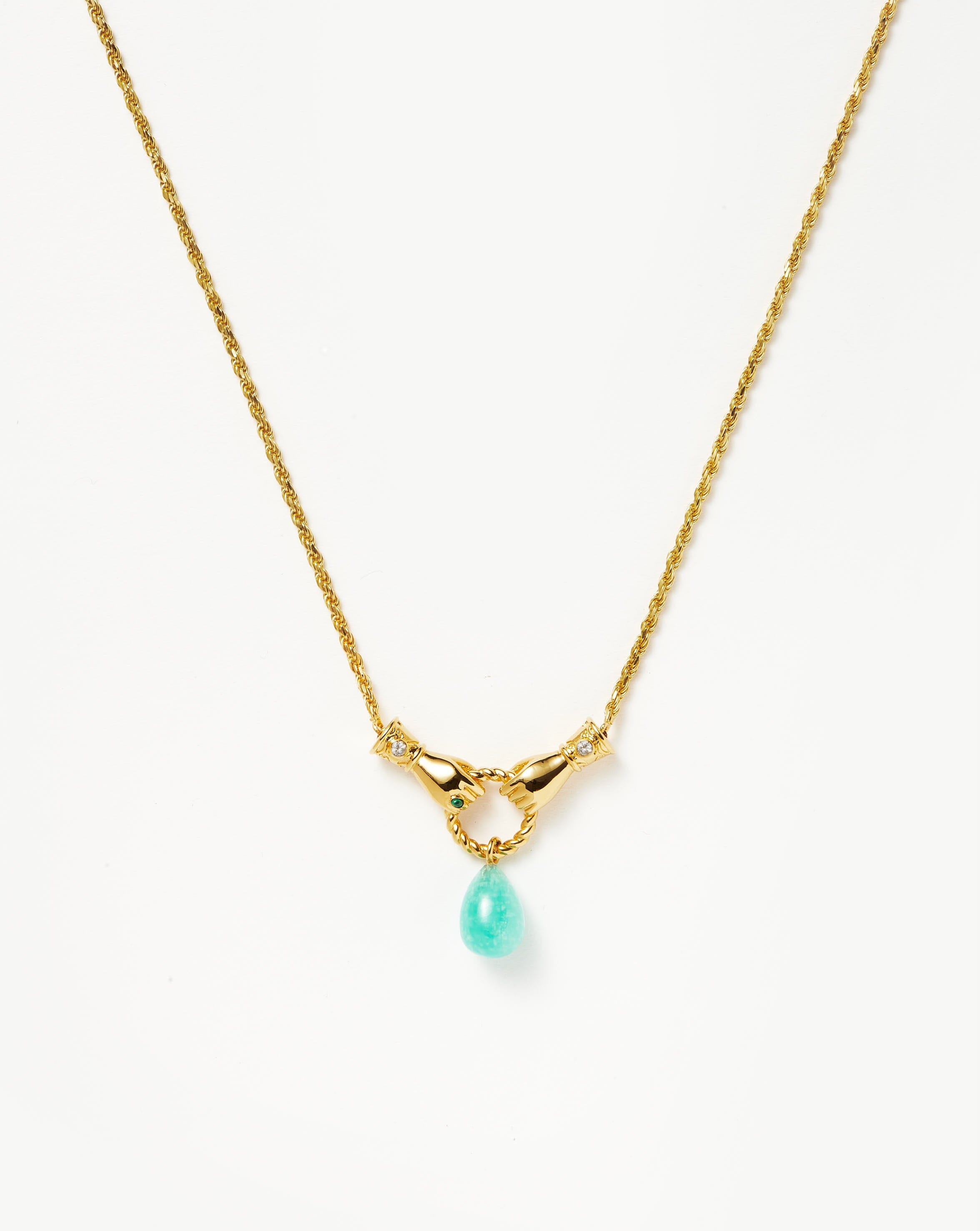 Harris Reed In Good Hands Drop Pendant Necklace | 18ct Gold Plated/Amazonite & Pearl Necklaces Missoma 