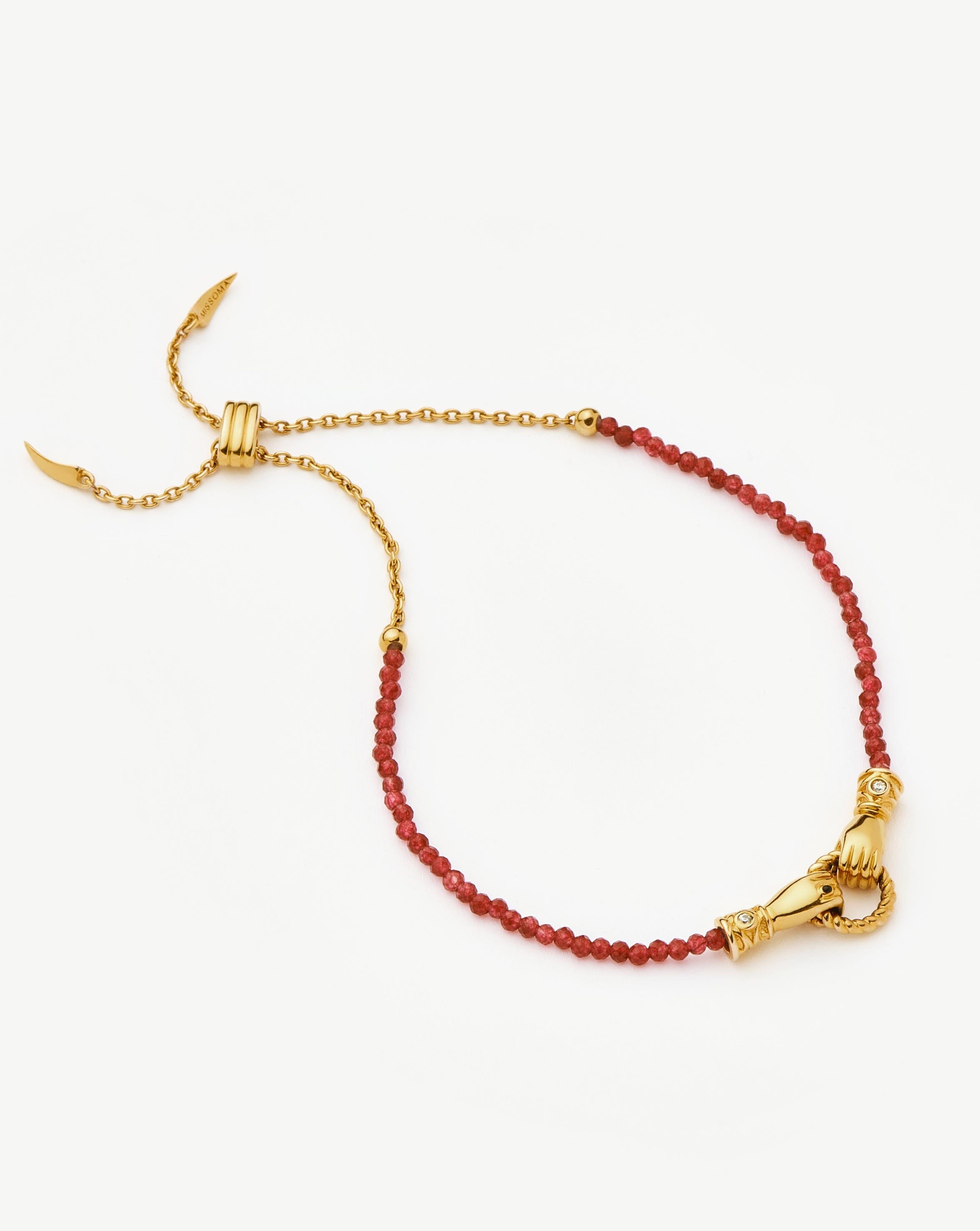 Harris Reed In Good Hands Gemstone Slider Bracelet | 18ct Gold Plated/Red Quartz Bracelets Missoma 