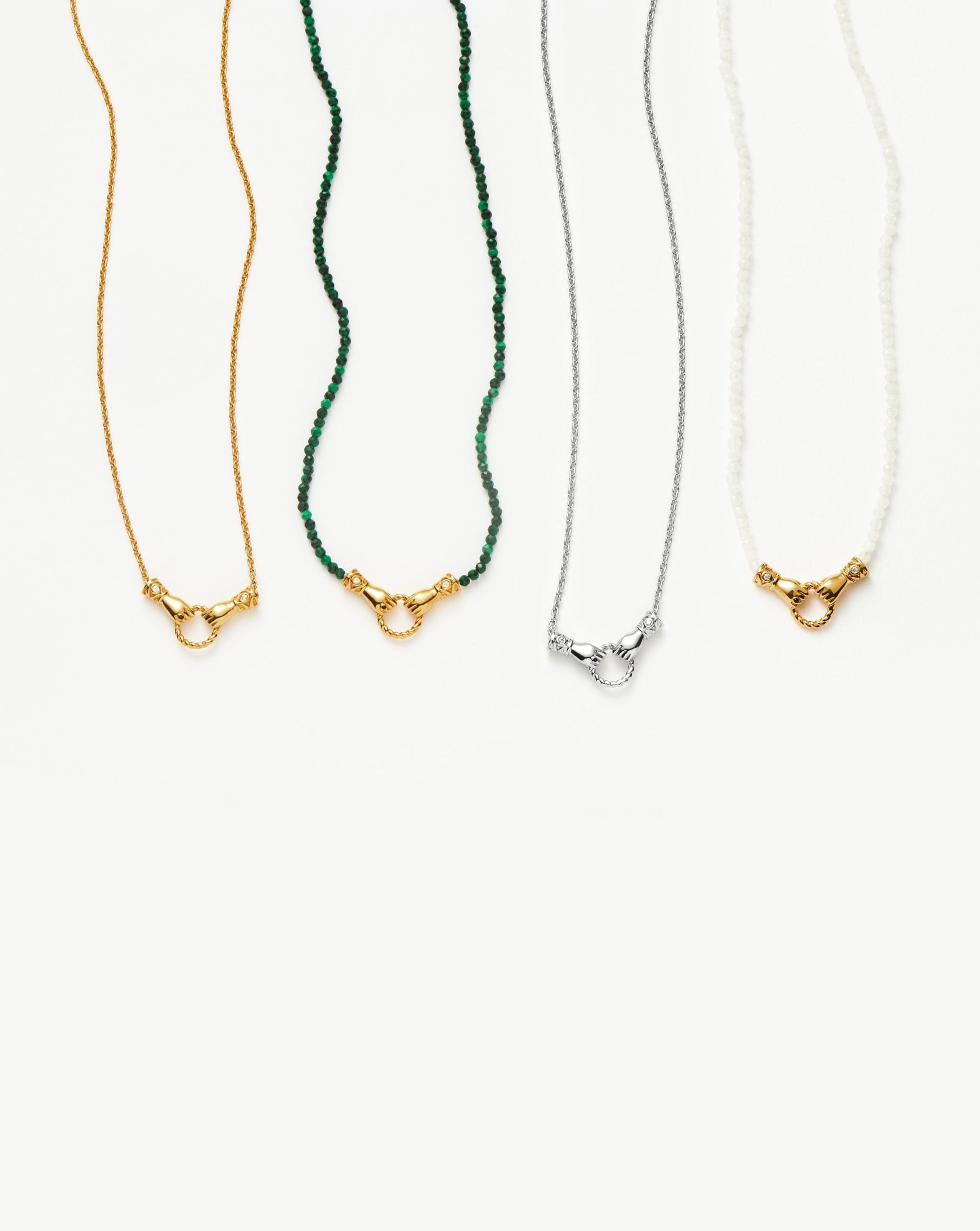 Harris Reed In Good Hands Mini Beaded Gemstone Necklace | 18ct Gold Plated/Malachite Necklaces Missoma 