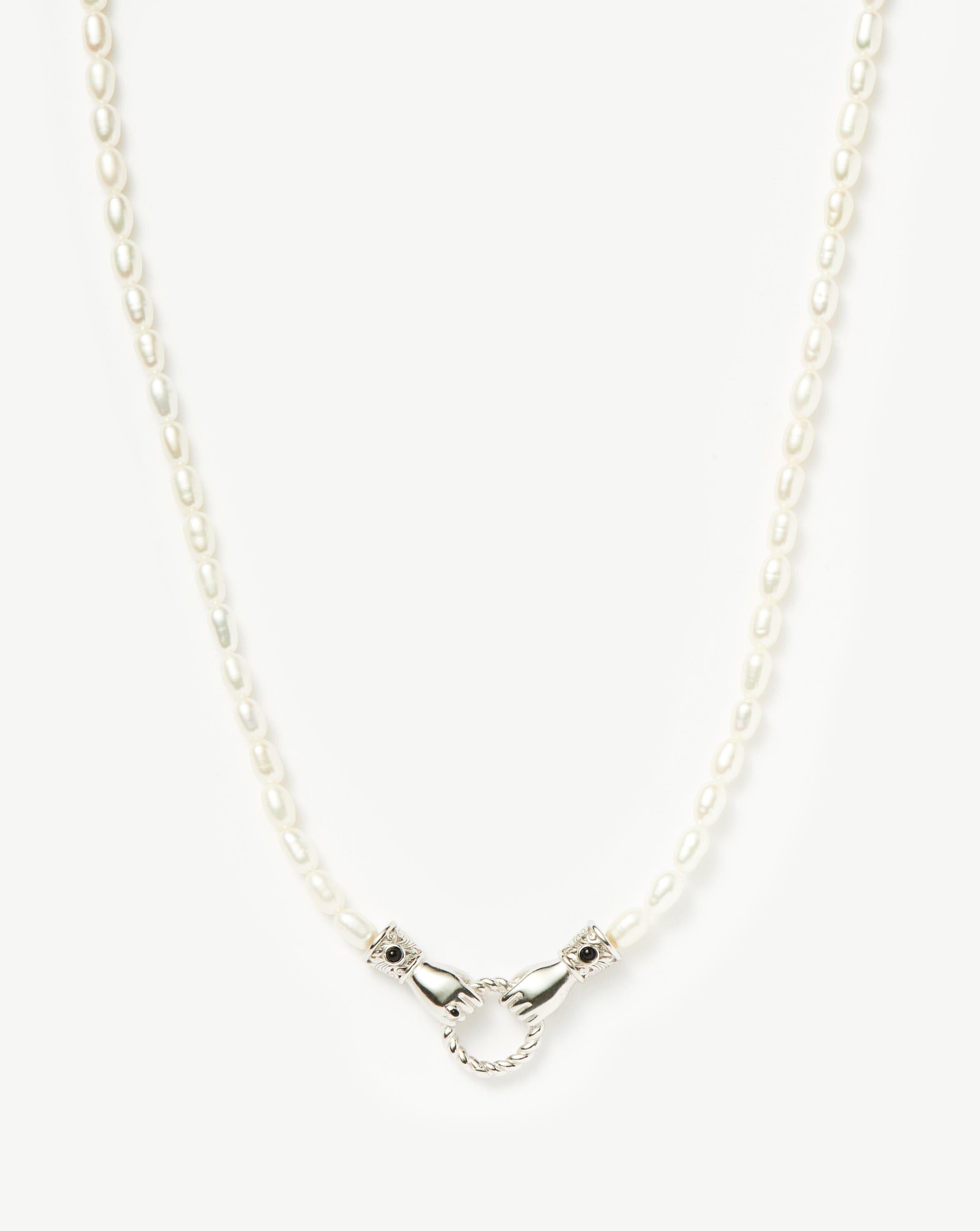 Harris Reed In Good Hands Pearl Necklace | Silver Plated/Pearl & Black Onyx Necklaces Missoma 