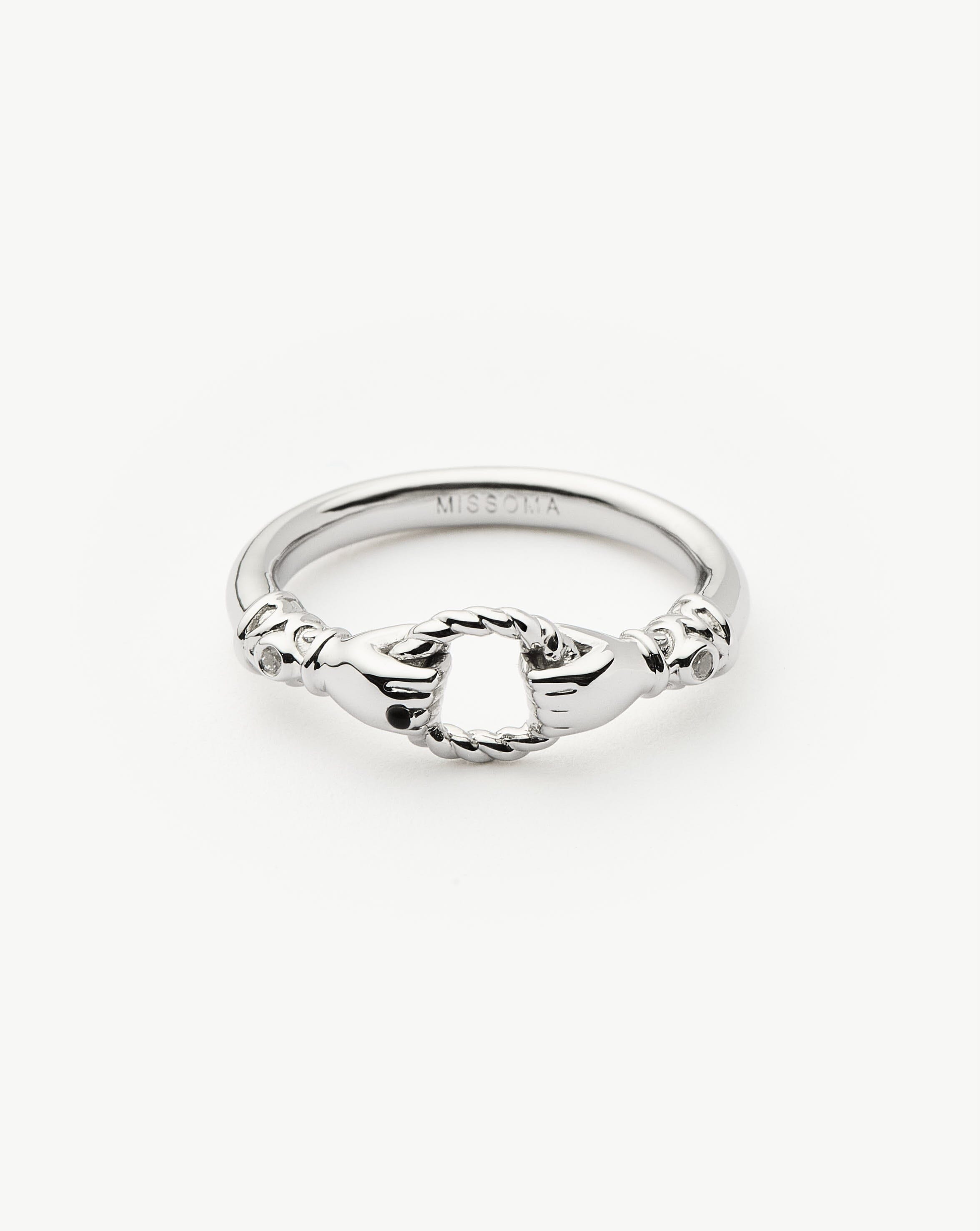 Harris Reed In Good Hands Stacking Ring | Sterling Silver/Cubic Zirconia & Black Onyx Rings Missoma 