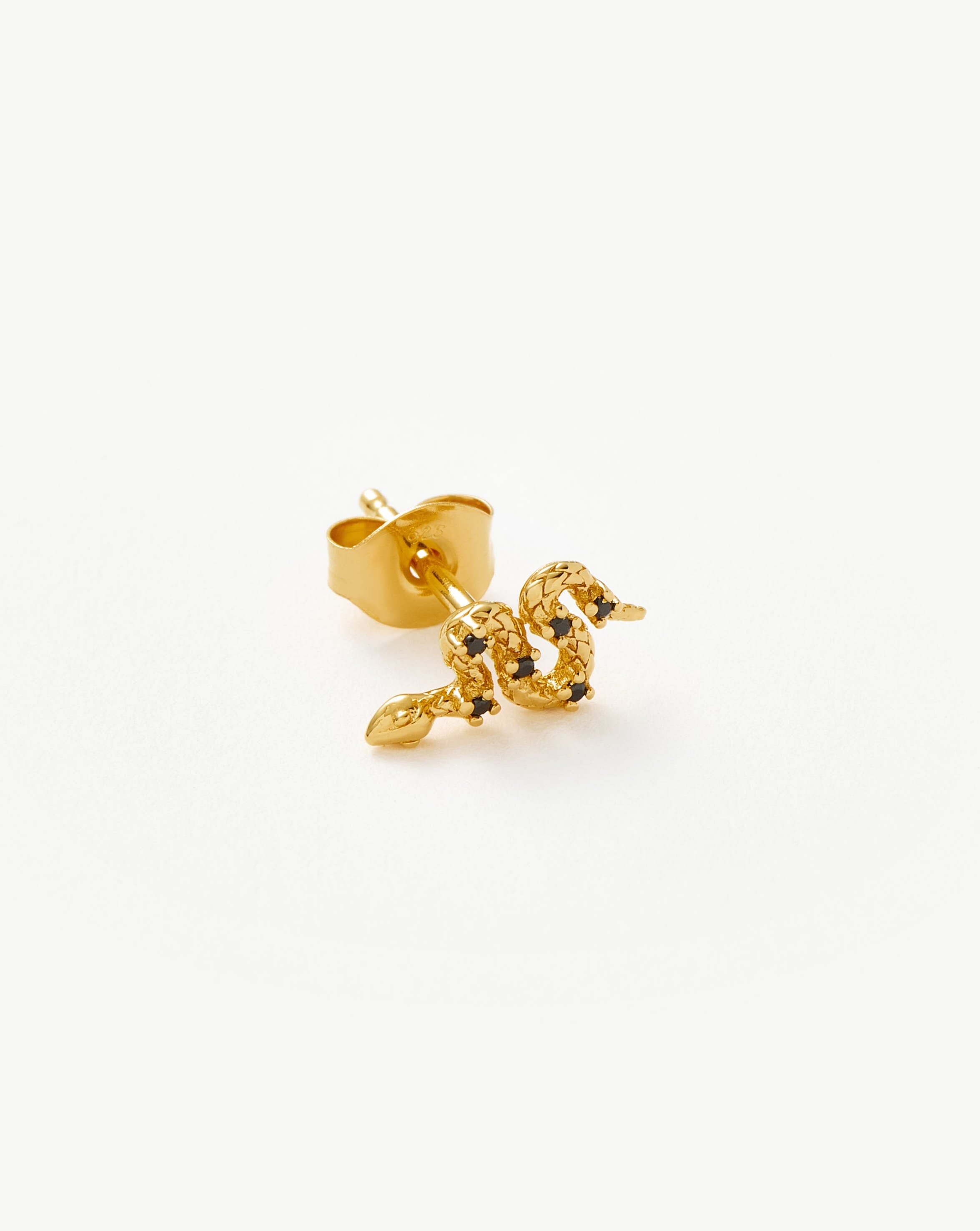 Harris Reed Serpent Single Stud Earring | 18ct Gold Plated Vermeil/Black Onyx Earrings Missoma 