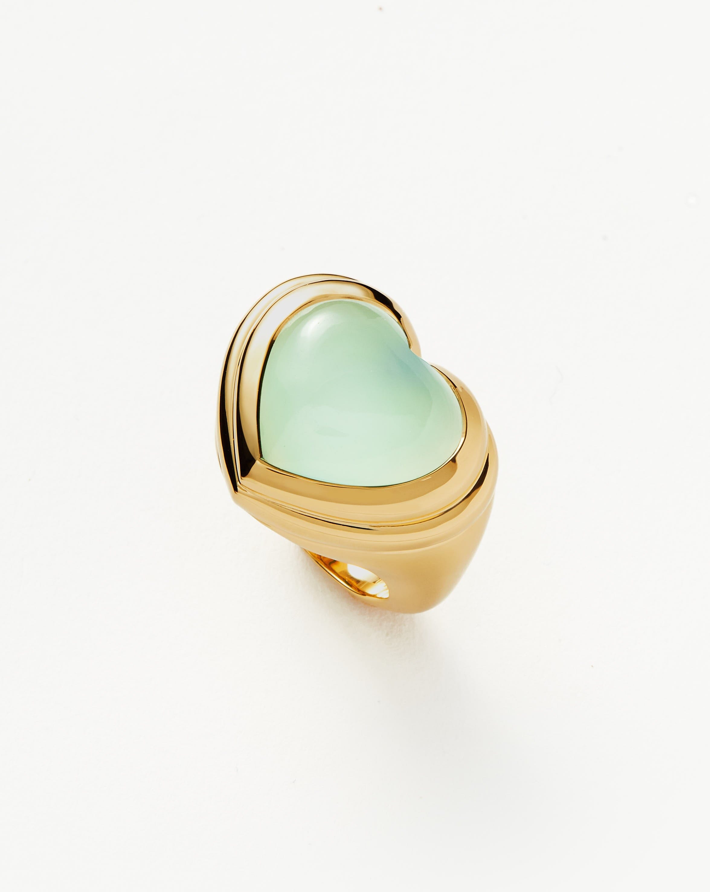 Jelly Heart Gemstone Ring | 18ct Gold Plated/Aqua Chalcedony Rings Missoma 