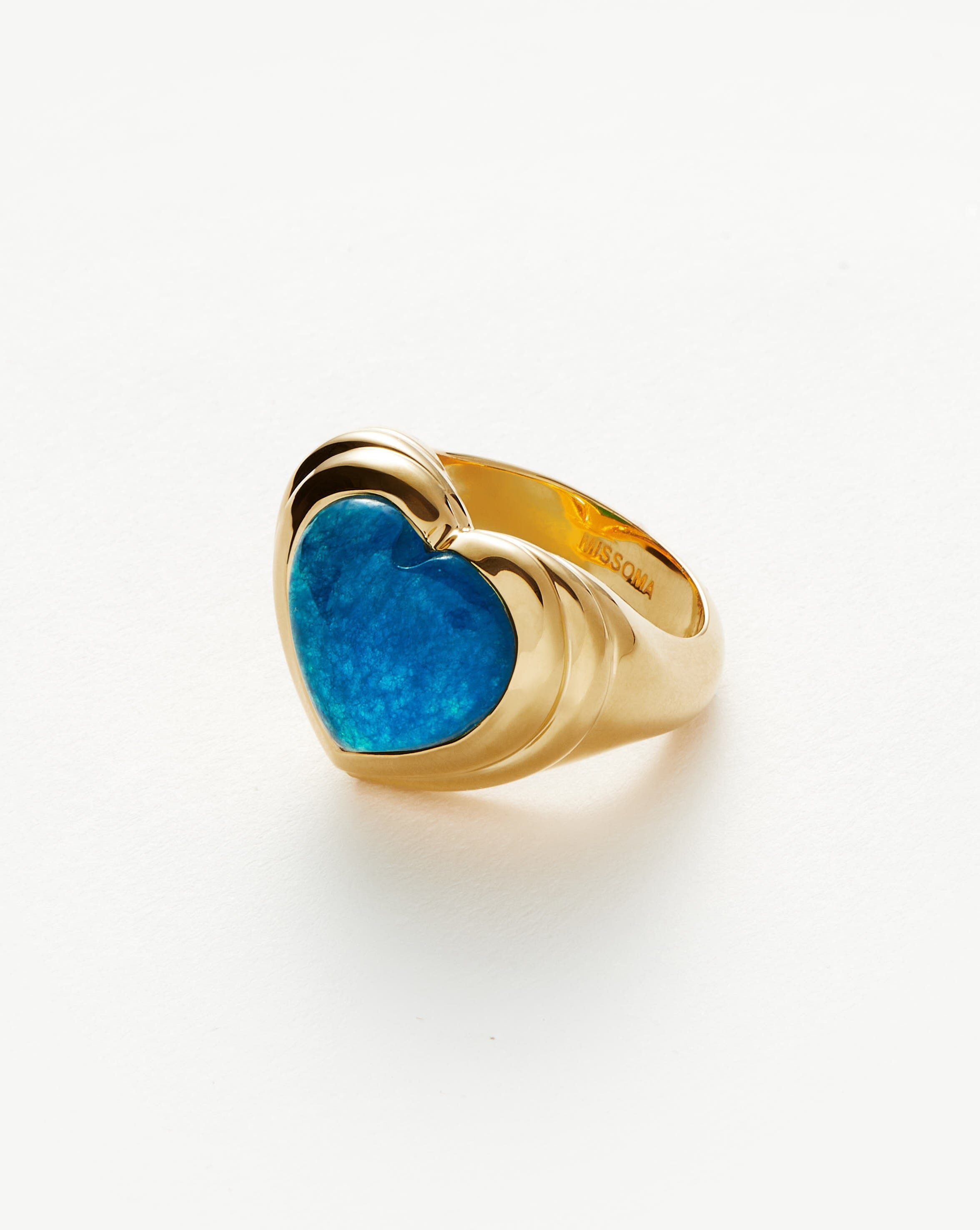 Jelly Heart Gemstone Ring | 18ct Gold Plated/Blue Quartz Rings Missoma 