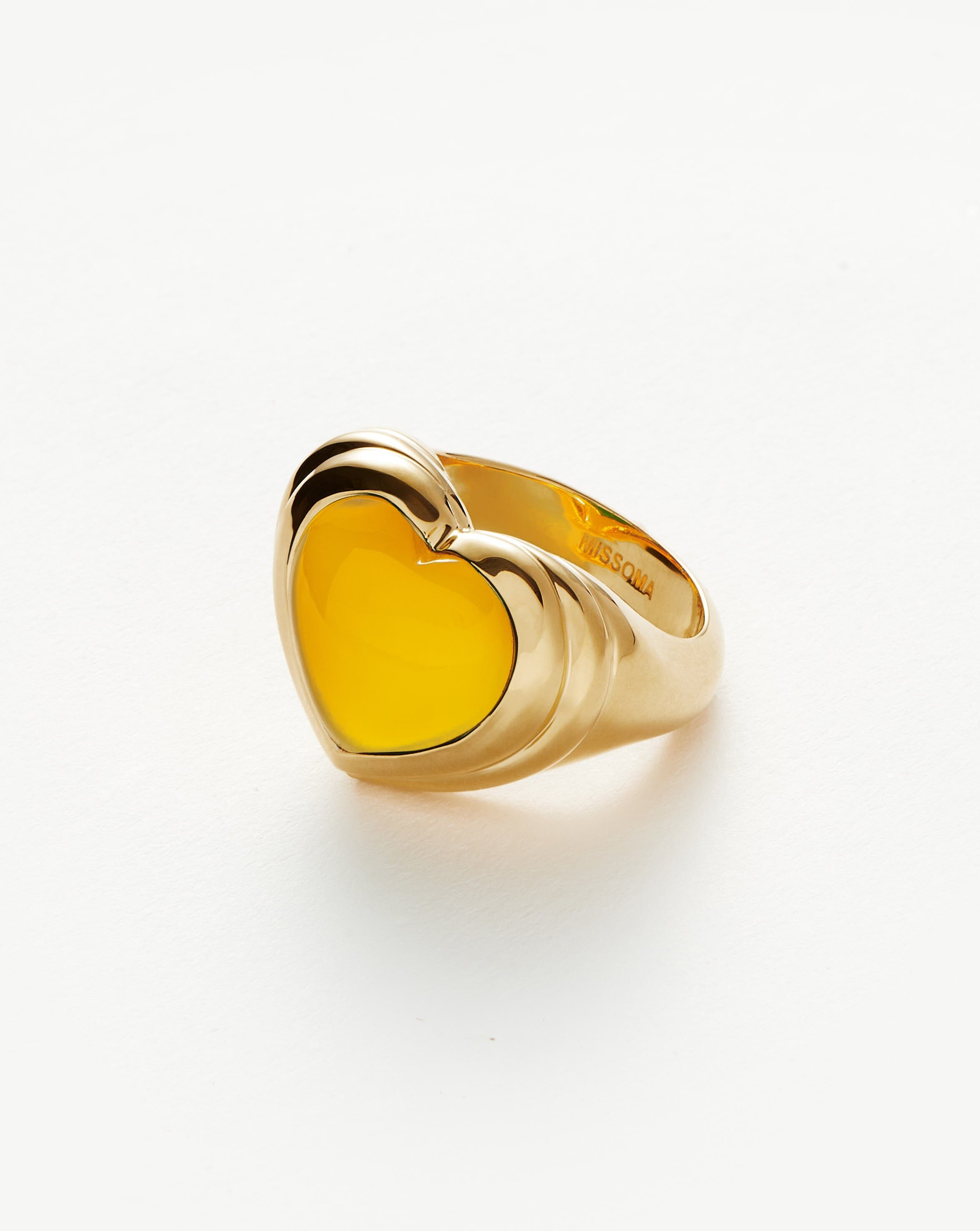 Jelly Heart Gemstone Ring | 18ct Gold Plated/Mango Chalcedony Rings Missoma 