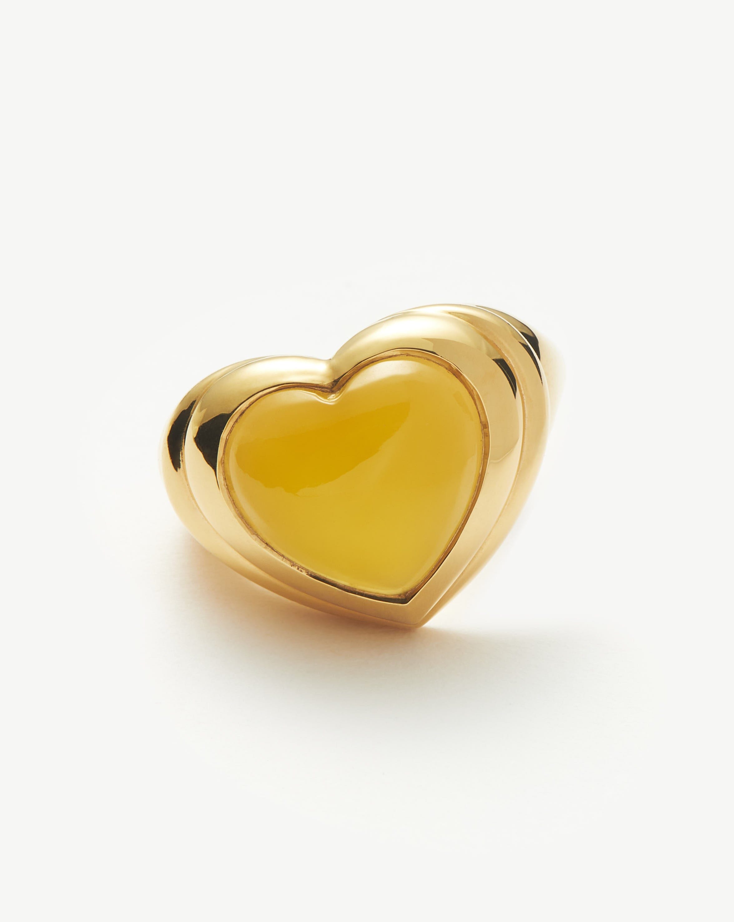 Jelly Heart Gemstone Ring | 18ct Gold Plated/Mango Chalcedony Rings Missoma 