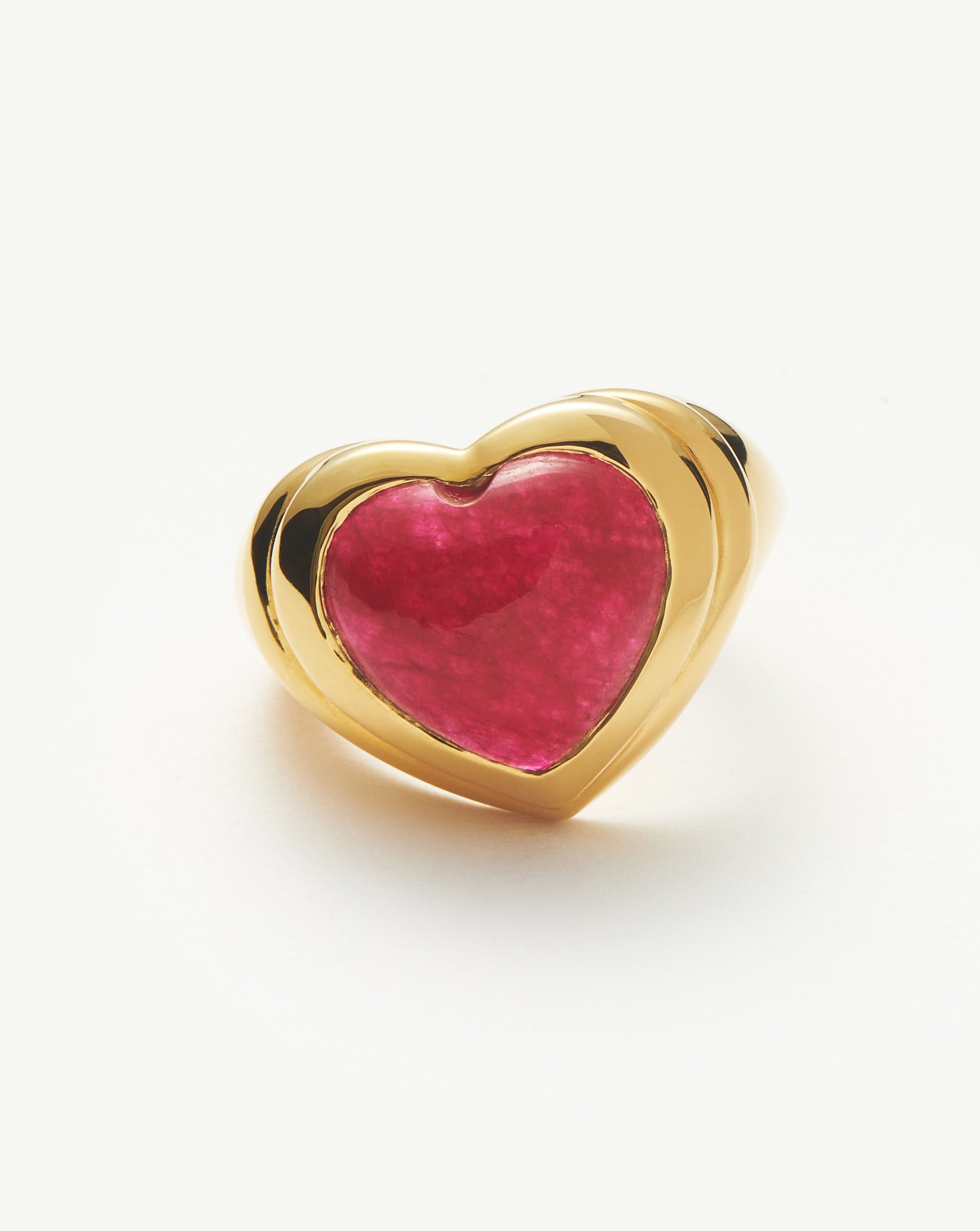 Jelly Heart Gemstone Ring | 18ct Gold Plated/Pink Quartz Rings Missoma 