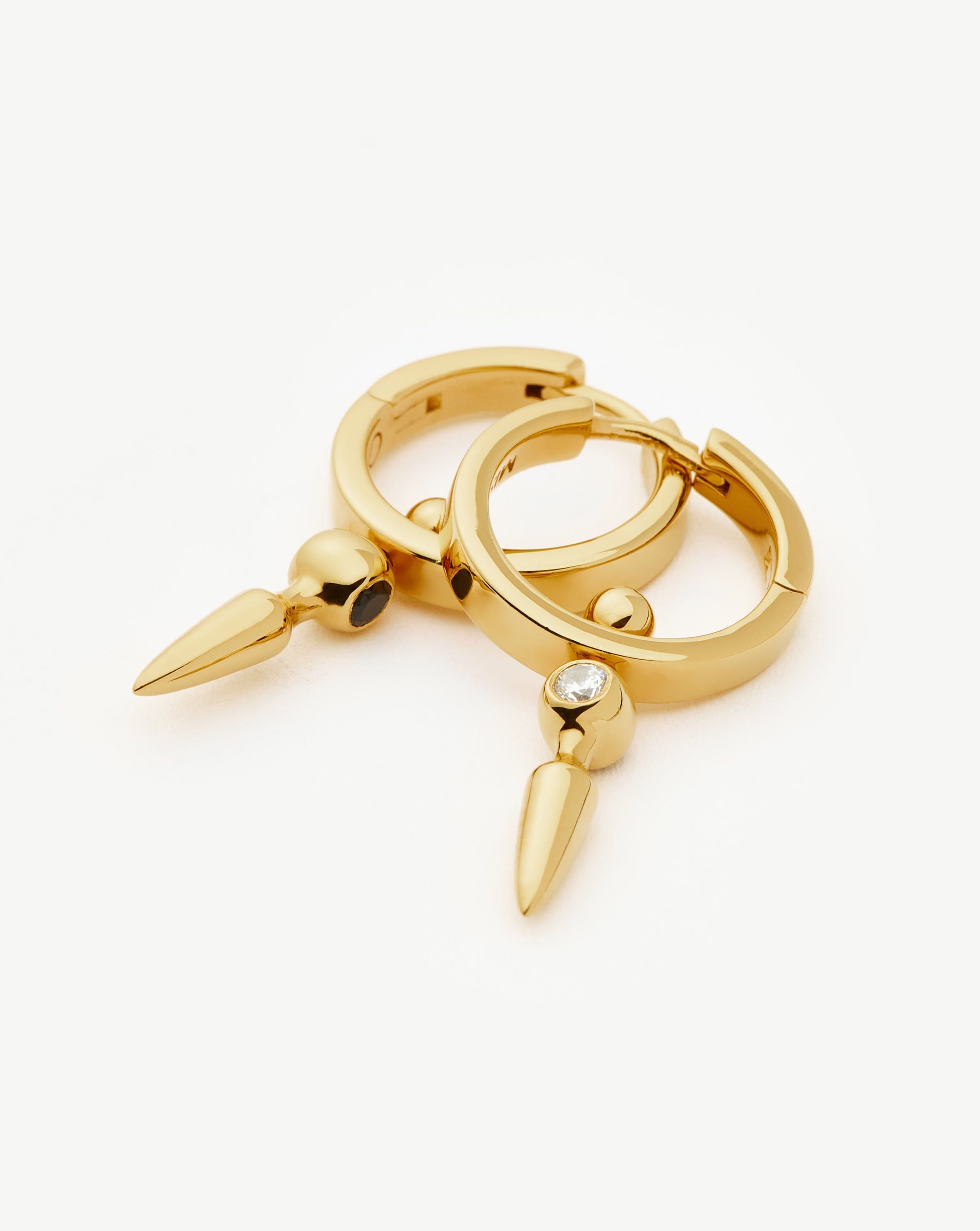 Kinetic Duality Spike Charm Hoop Earrings | 18ct Gold Vermeil Cubic Zirconia Earrings Missoma 