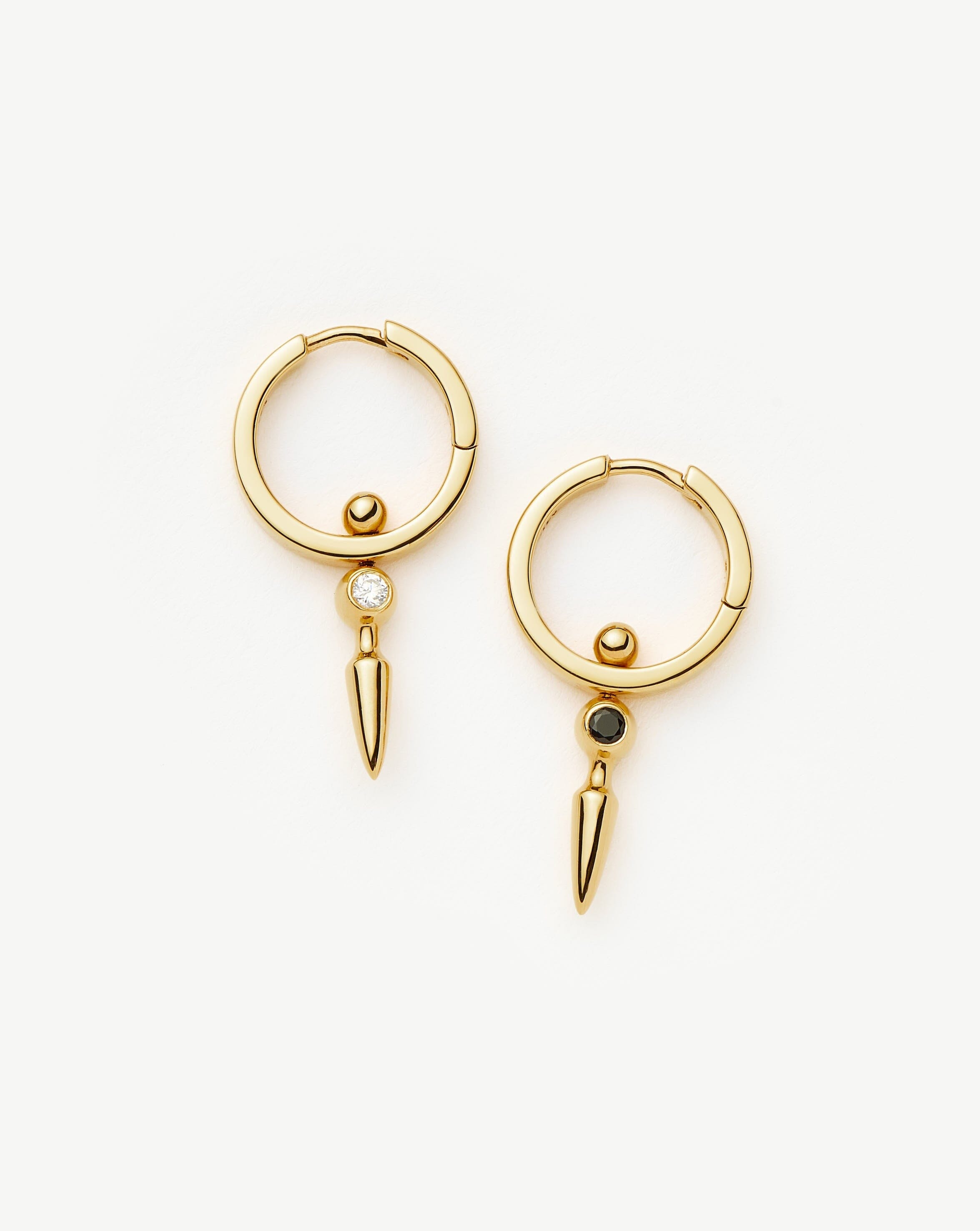 Kinetic Duality Spike Charm Hoop Earrings | 18ct Gold Vermeil Cubic Zirconia Earrings Missoma 