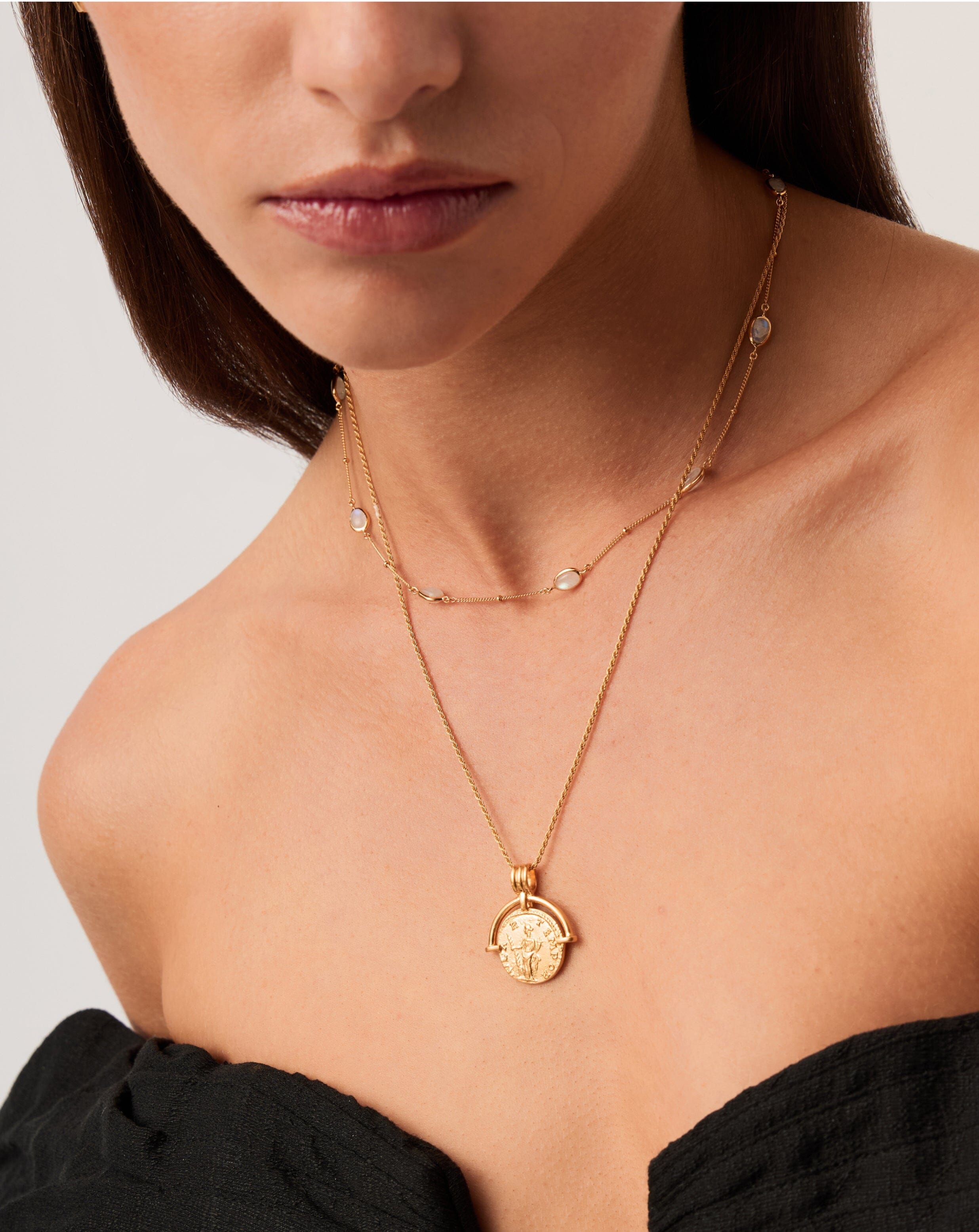 Lucy Williams Medium Engravable Roman Arc Coin Necklace | 18ct Gold Plated Necklaces Missoma 